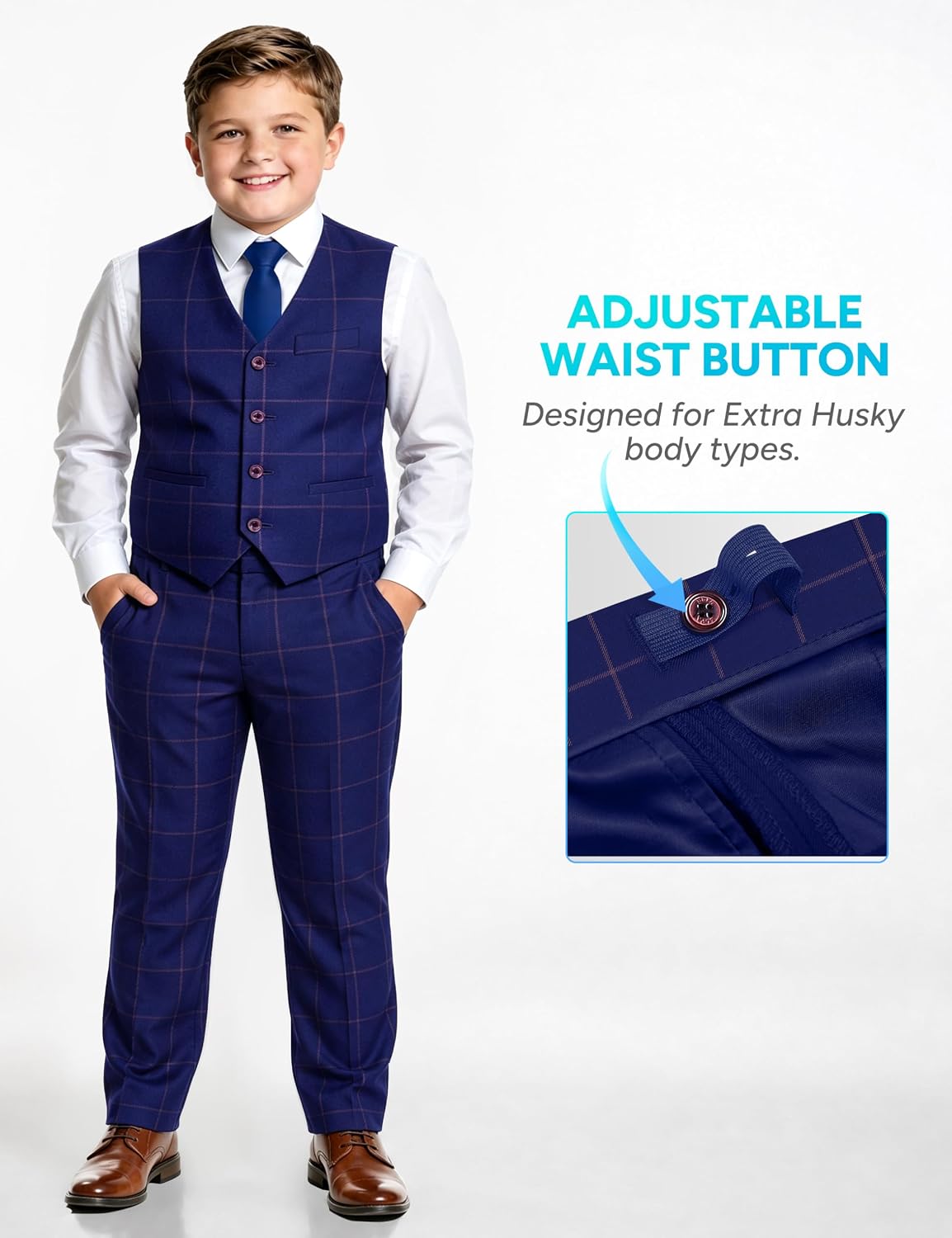 7 Piece Boys Suit Set Husky Size with Suspenders