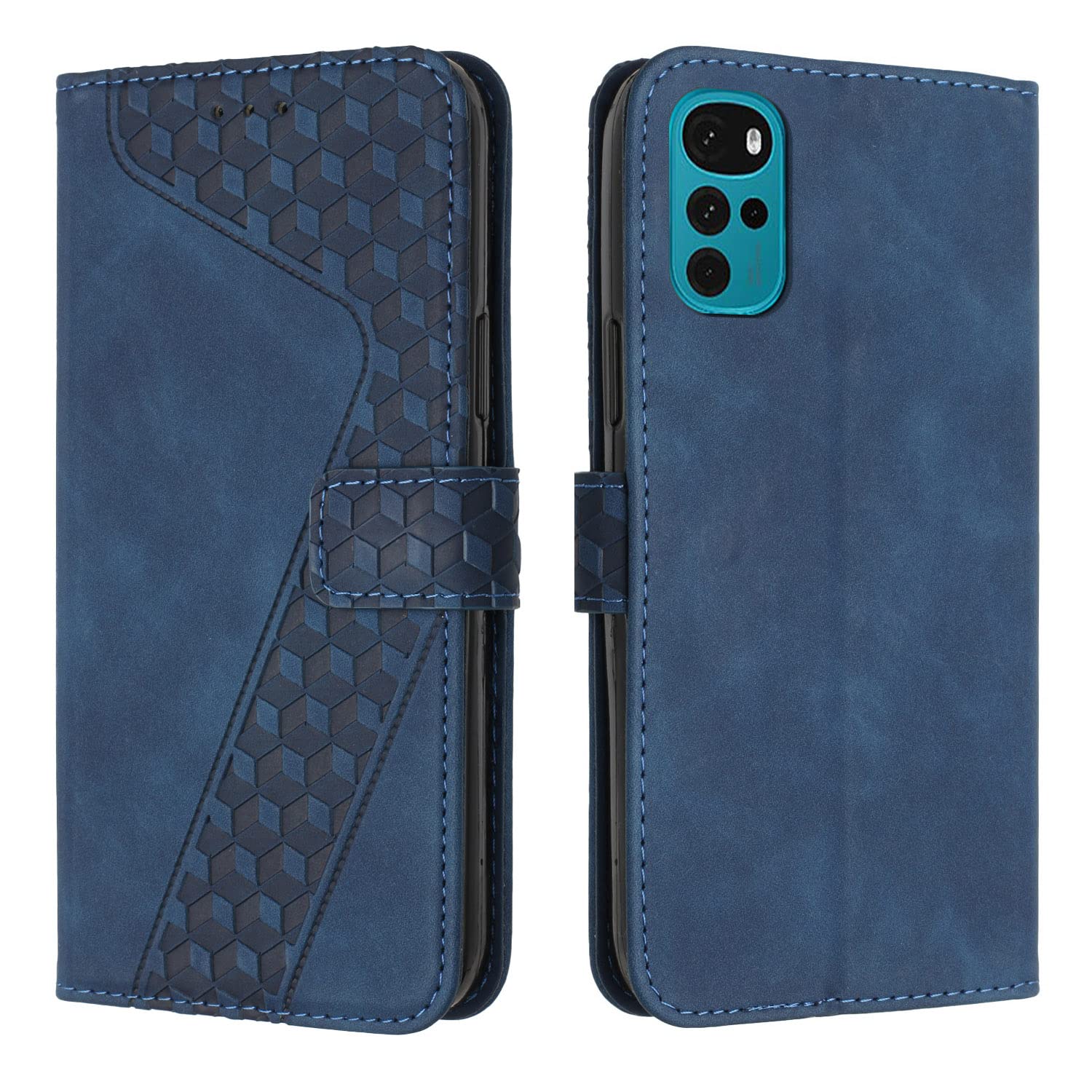 Compatible With Motorola Moto G22 Case, Wallet Case PU Premium Leather with Card holder Slots Magnetic Shockproof Protect Flip Cover Bookstyle Phone Cases Cover for Motorola Moto G22 (Blue)