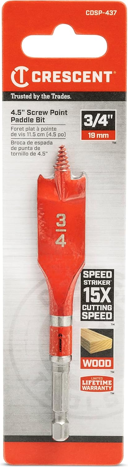 Crescent Screw Point Spade Drill Bit | 4" x 3/4" | CDSP-437
