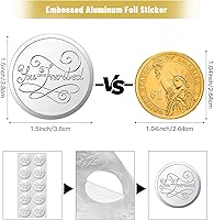 Vista 2 de 200 calcomanías en relieve para boda, redondas, sellos de papel de aluminio en relieve, calcomanías invitadas para sobres, invitaciones, decoración
