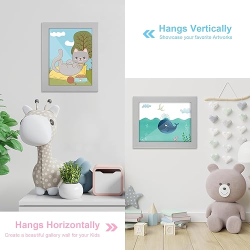Miniatura 9 de Paquete de 2 Marcos para niños, marcos de arte para niños, de 8.5 x 11 pulgadas, con apertura frontal, intercambiables, marco de almacenamiento de