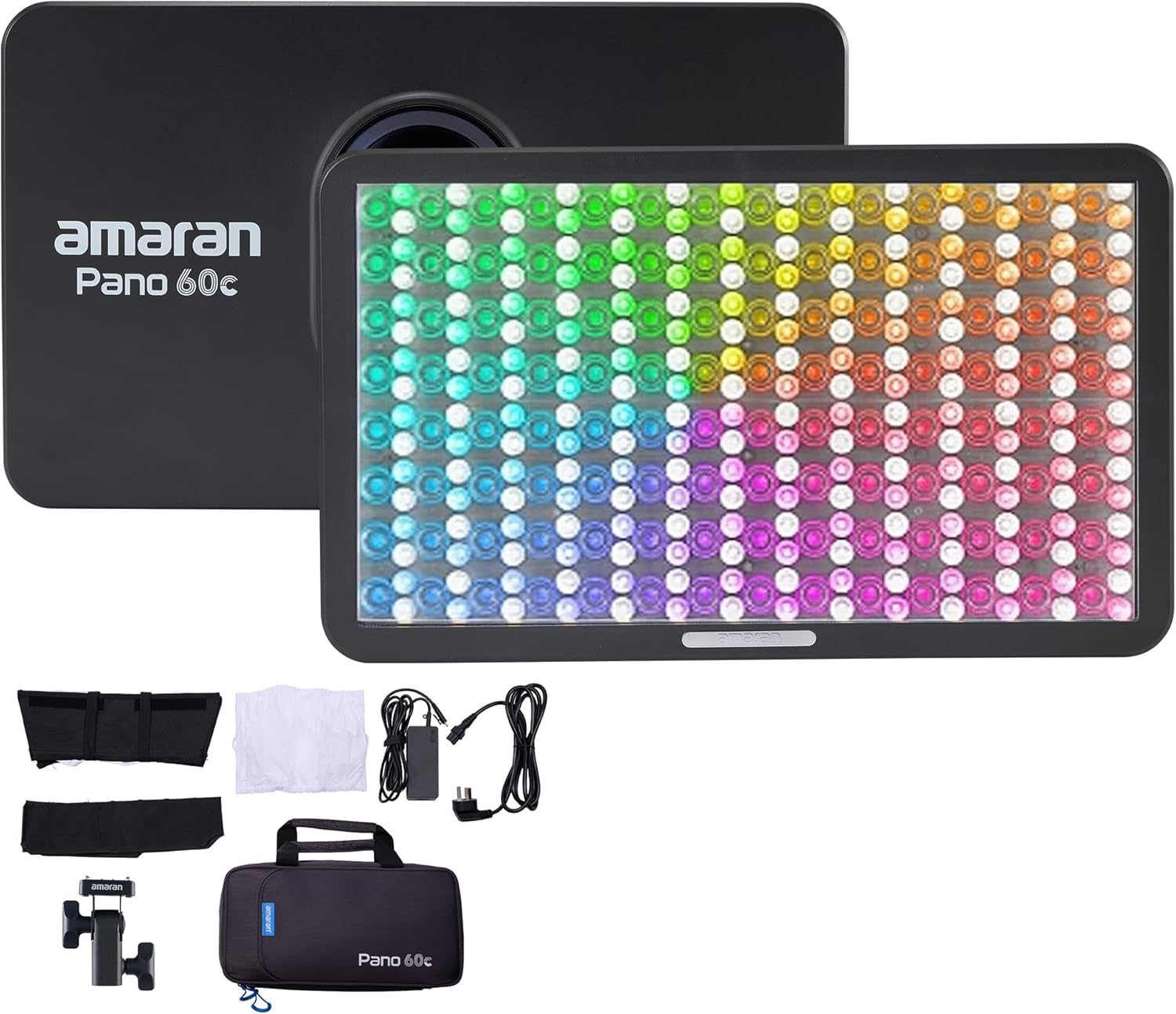 Amaran Pano 60c RGBWW 60W Portable LED Video Panel Light – Ultra-Compact, USB-C PD Powered, Sidus Link App Control, 22,220 Lux @0.5m, Ideal for On-The-Go Creators (Charcoal)