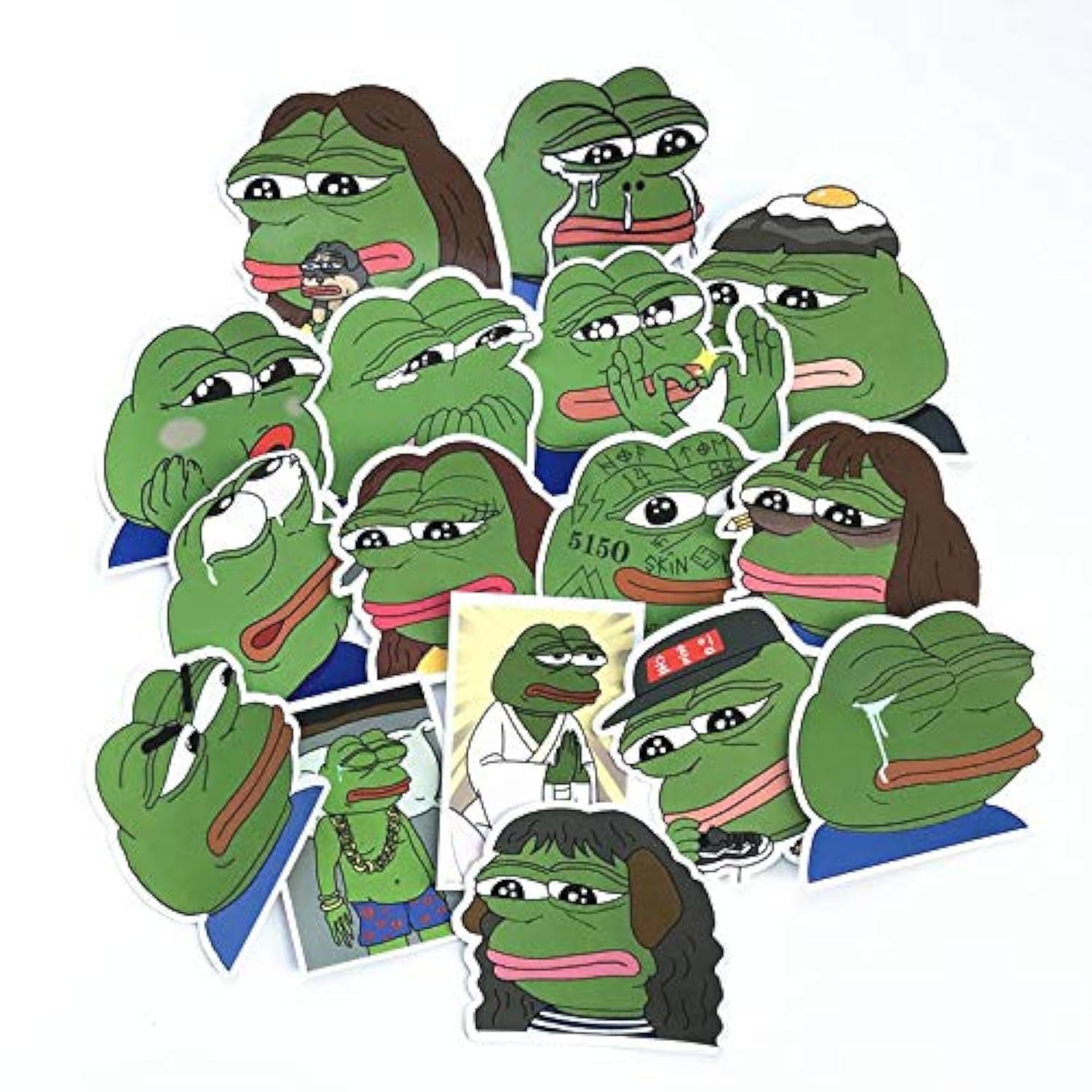 GADGETS WRAPGadgets Wrap Td Zw Sad Frog Pepe Funny Sticker for Car Laptop Luggage Skateboard (60 cm X 5 cm, Multicolor, 34 Piece)