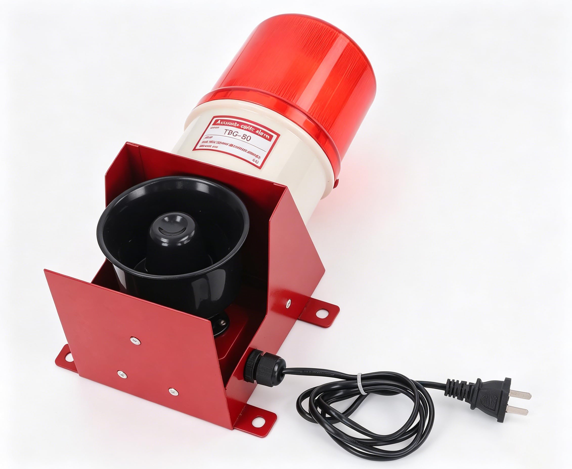 Alarma de Sirena Industrial, Sirena Alarma 120 dB, Luz de Advertencia LED IP65 Impermeable, Avisador de Seguridad con Luz Estroboscópica, para Interior y Exterior(Enchufe UE 220 V)