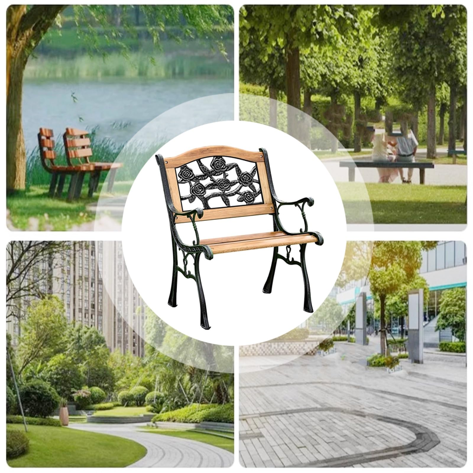 Panche da Giardino per Interni/Esterni, Panchina da Esterno con Schienale, Panca Giardino per Patio, Prato, Balcone, Cortile, Veranda, Carico Massimo 200 kg
