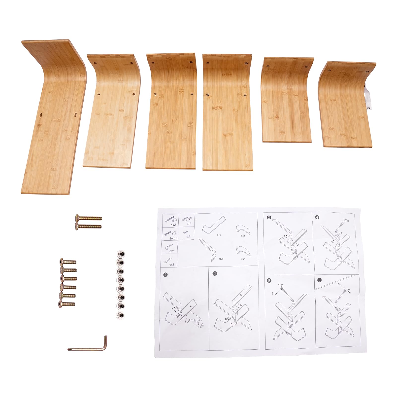 Librería de 5 pisos, estantería moderna de bambú, diseño de árbol, estantería para salón, dormitorio, oficina, estantería abierta, aspecto de madera natural, 91 cm de alto