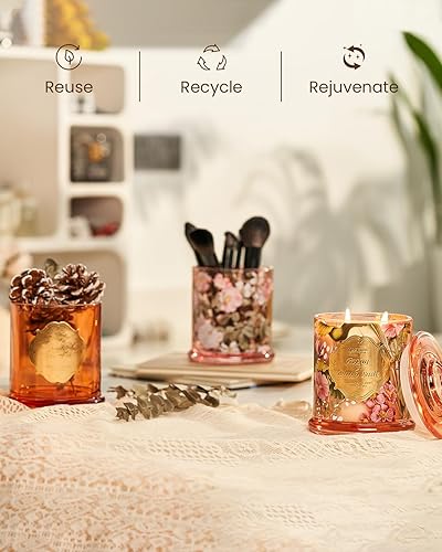 Miniatura 6 de M&SENSE Velas de rosas aromáticas para el hogar, velas de soja orgánicas, no tóxicas, sin hollín, vela en tarro grande de 12.7 onzas, 75 horas de