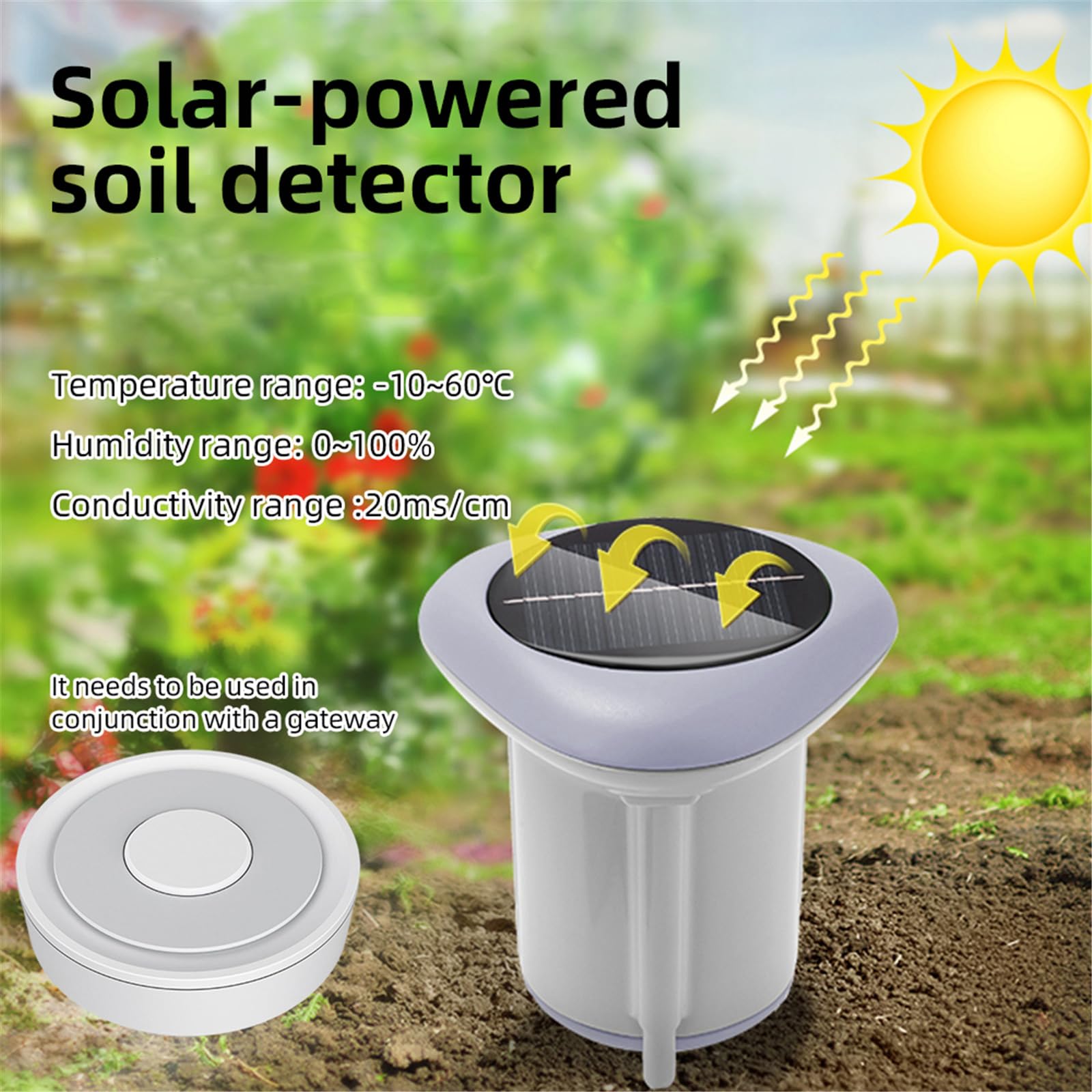 Monitor inalámbrico de suelo para plantas, sensores solares de humedad, temperatura, datos históricos, herramienta de jardinería para interiores y exteriores