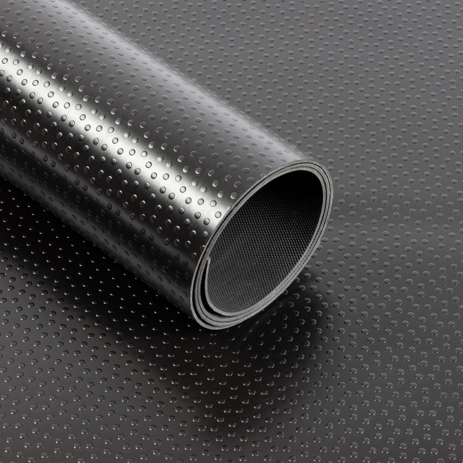 Floordirekt PVC Bodenbelag Dots - Gummimatte - Stärke: 2mm - Noppenmatte Antirutschmatte - rutschfest und unempfindlich gegen Flüssigkeiten & Schmutz - Universell einsetzbar (Schwarz, 120 x 150 cm)