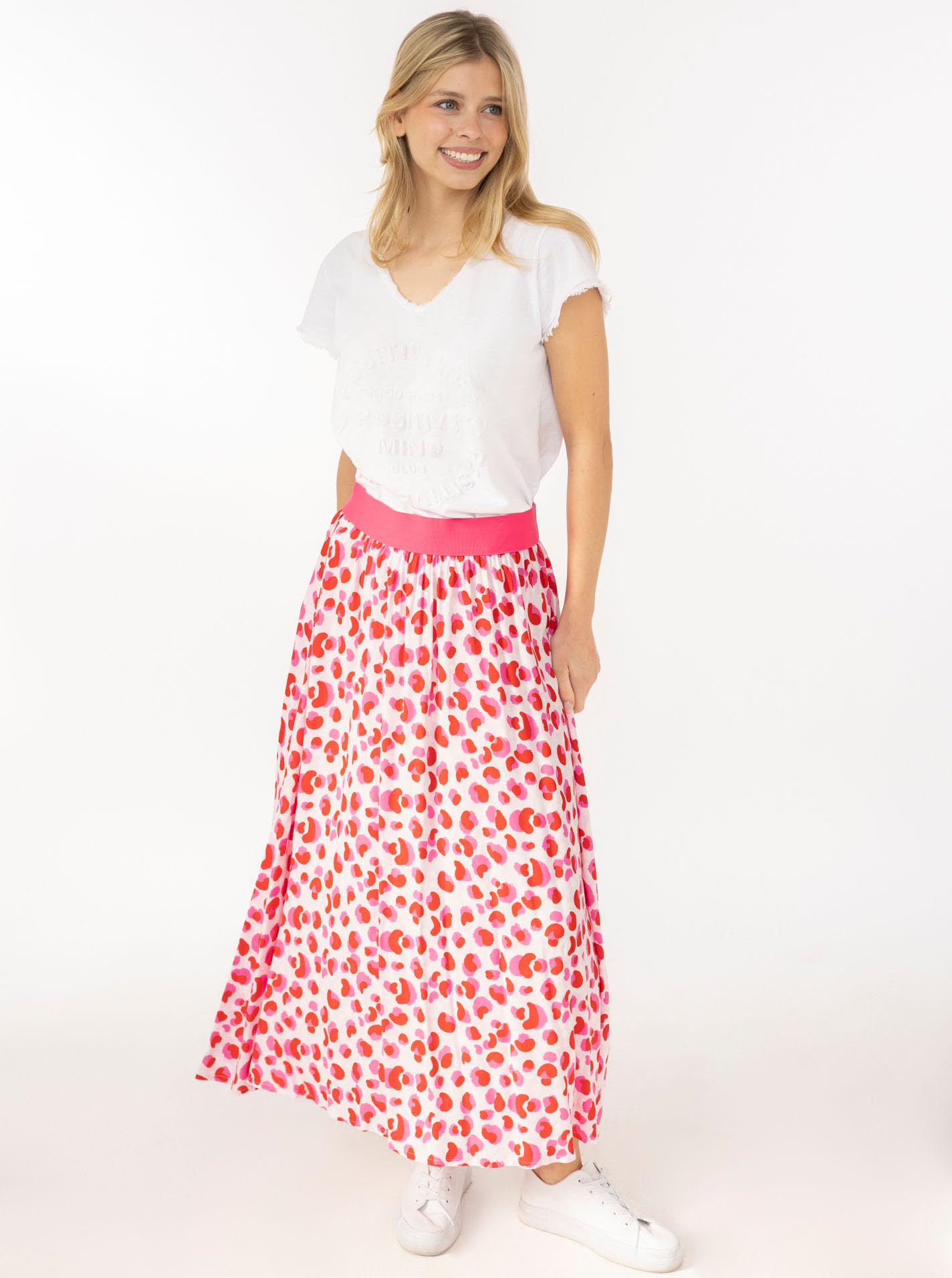 Zwillingsherz Damen Maxirock Colourful Leo aus 100% Viskose – Langer, fließender Sommerrock mit elastischem Komfortbund – Feminines Design, hochwertiger Fall, vielseitig für Alltag, Freizeit & Urlaub