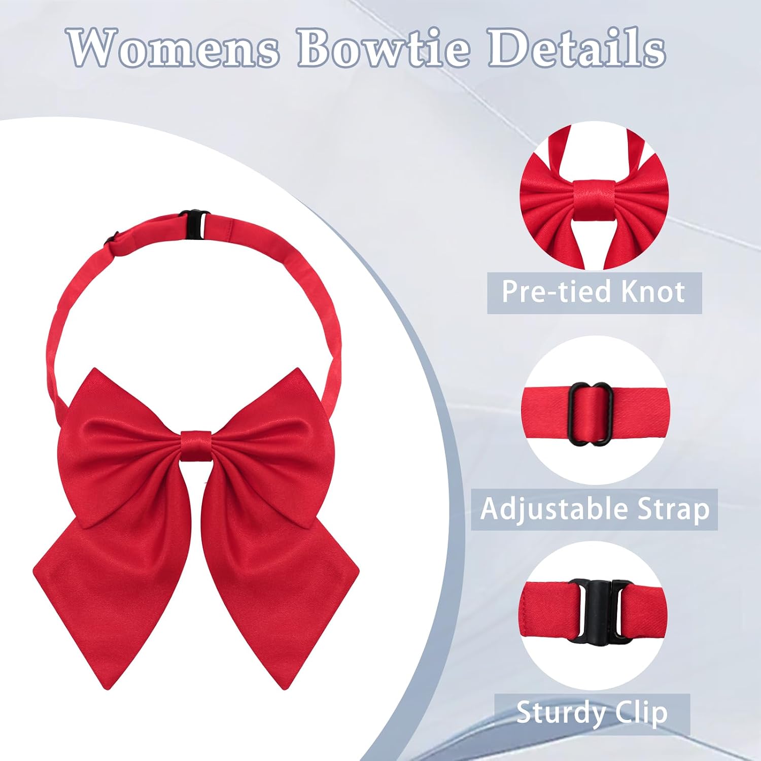 LJBFNN Bow Tie for Women Adjustable Pre-tied Womens Bow Tie, Solid Color Girls Boys Bow Ties for Costume/Uniform/Cosplay