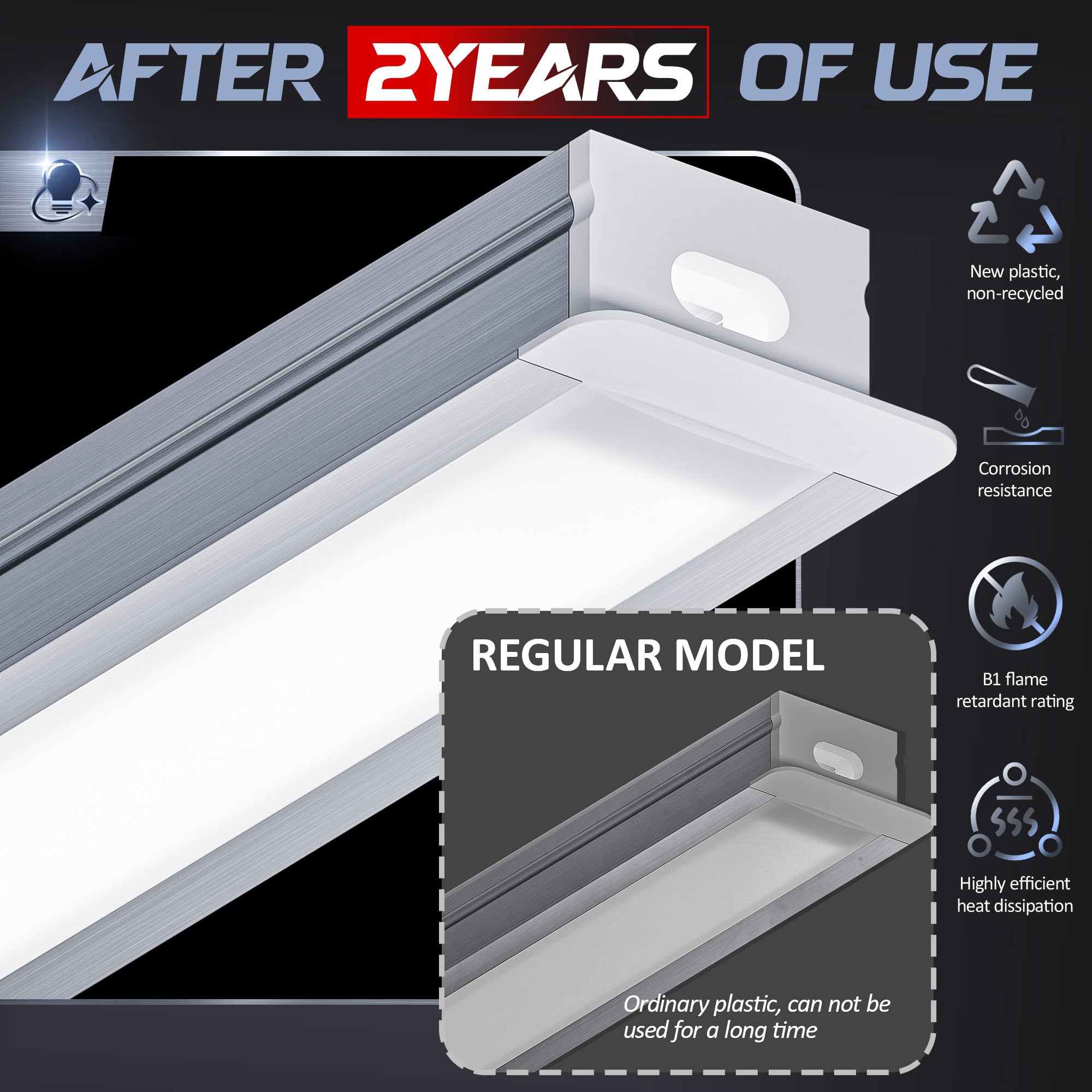 LED profil für 12mm LED-Streifen, schiene 10x2m Aluminium U profil aluminium, mit 10 Diffusorabdeckungen, 20 Endkappen und 40 Halterungen für indirekte Beleuchtung