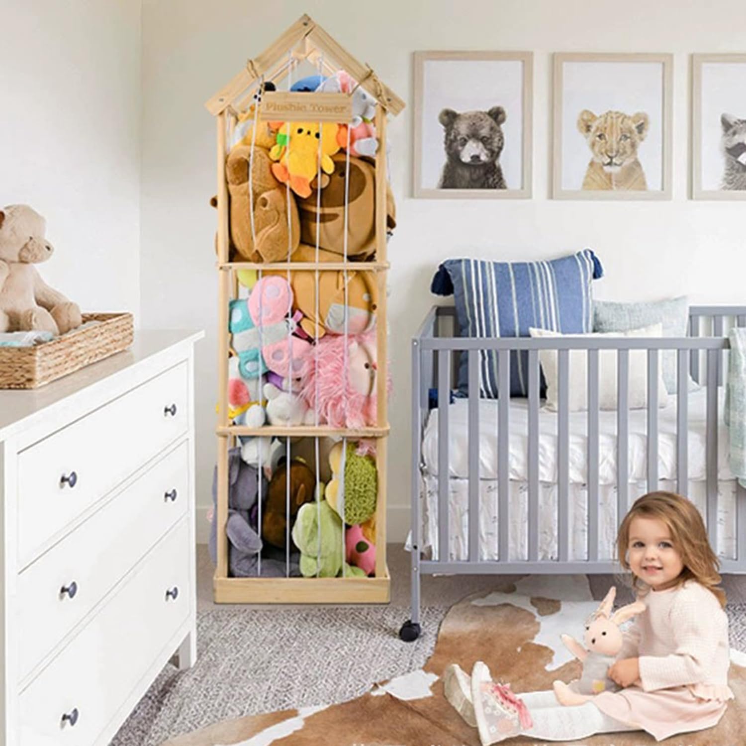 Organizador Peluches En Madera,Organizador Peluches,Estable y Duradera Juguetes Infantil,Ahorro De Espacio,Gran Capacidad,Para Habitaciones Infantiles,Salas De Juegos,Etc.