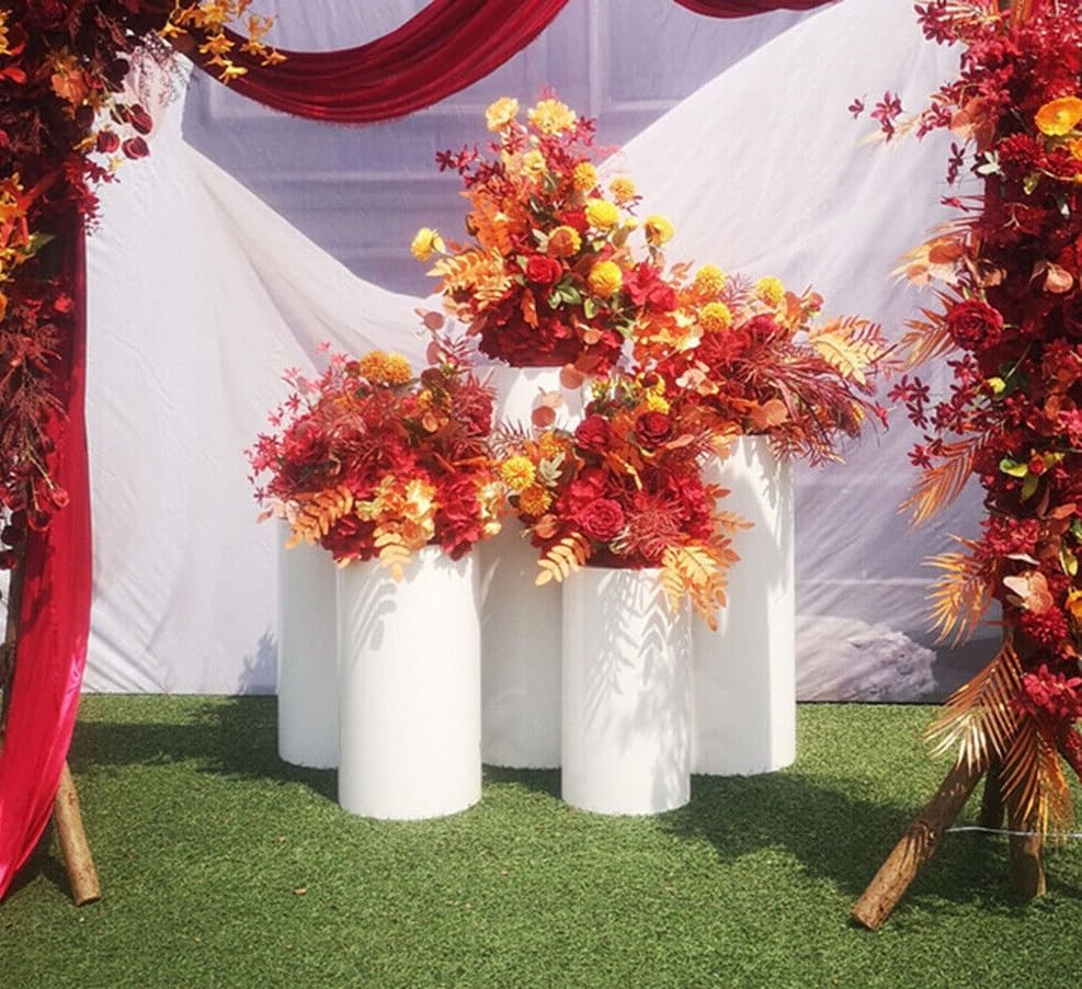 LyeXD3Pcs White Cylinder Pedestal Stands for Parties, Birthday Decors Background Stand for Party Decor, Stackable Storage Cylinder Cake Stand for Wedding Decor Party Prop Cake Fruit Table