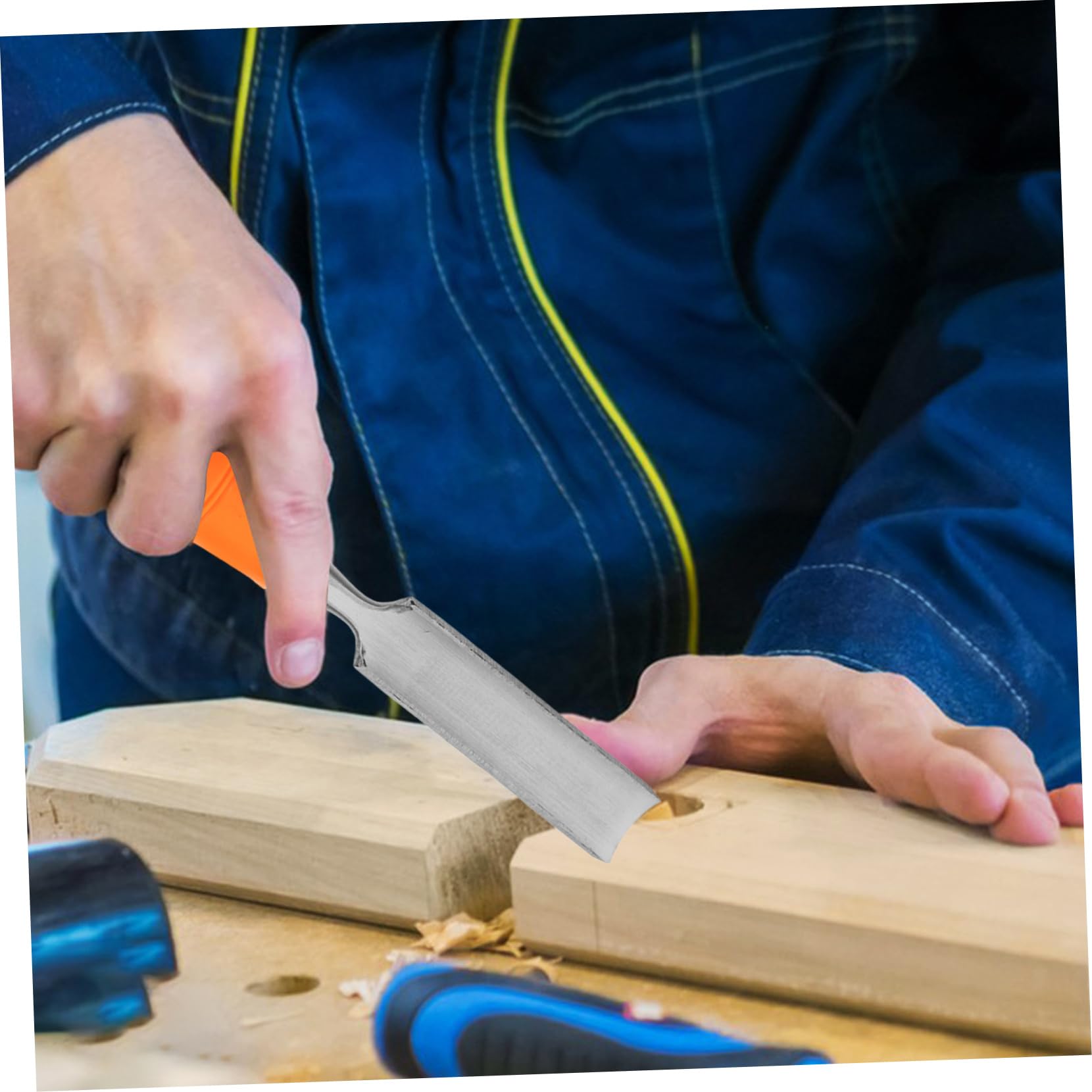 Cincel para Tallar Madera Juego de 4 Piezas de Acero | Juego de Formones para Madera, Espátula Plana Incluida, Agarre Cómodo y Diseño Ergonómico, para Taller de Talla en Madera