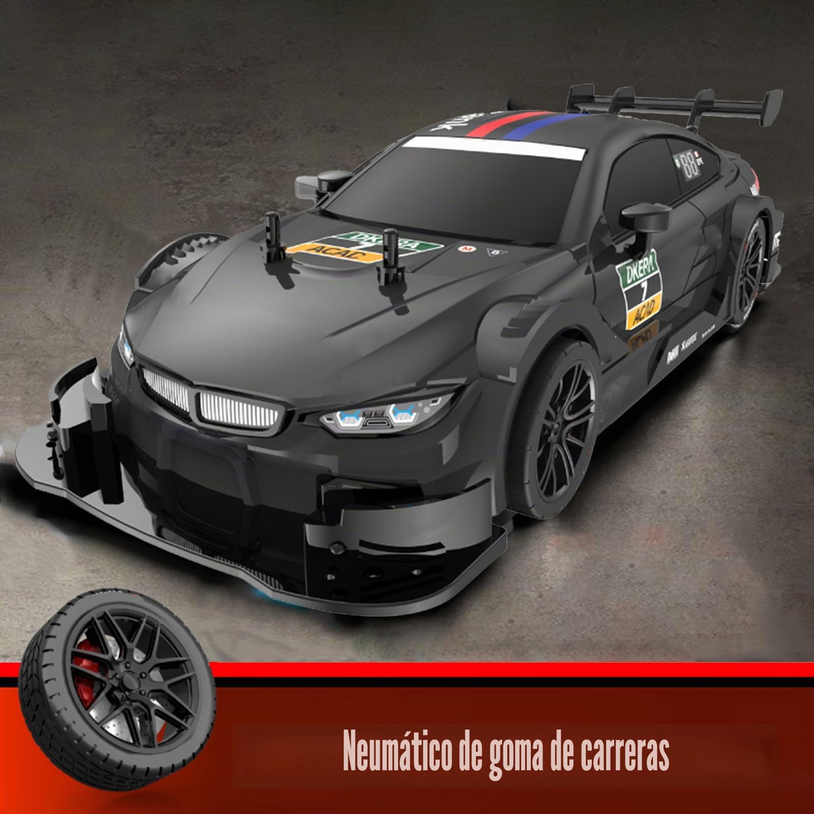 Goolsky - Coche teledirigido Drift, 40 KM/H para Coche de Deriva 1/16 2,4 GHz, 4 WD, neumáticos reemplazables, 4 Ruedas motrices, Coche de Carreras, 7,4 V, 600 mAh, batería Regalo para, Adulto,