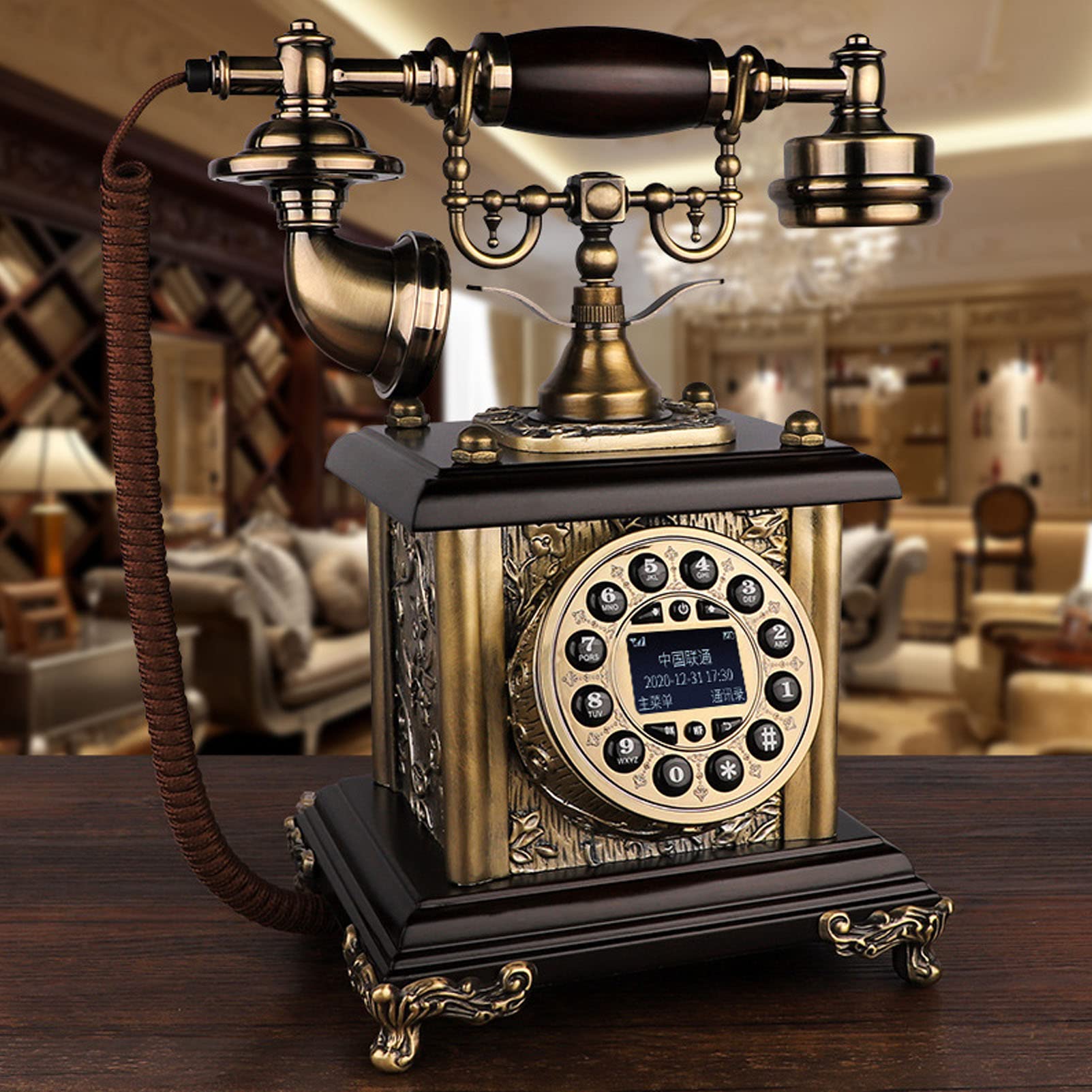 Telefono con Linea retrò, Telefono retrò Fisso Antico Telefono Fisso Classico Multifunzione Dimensioni suoneria Regolabile per Ufficio dell'hotel (quadrante Chiave)