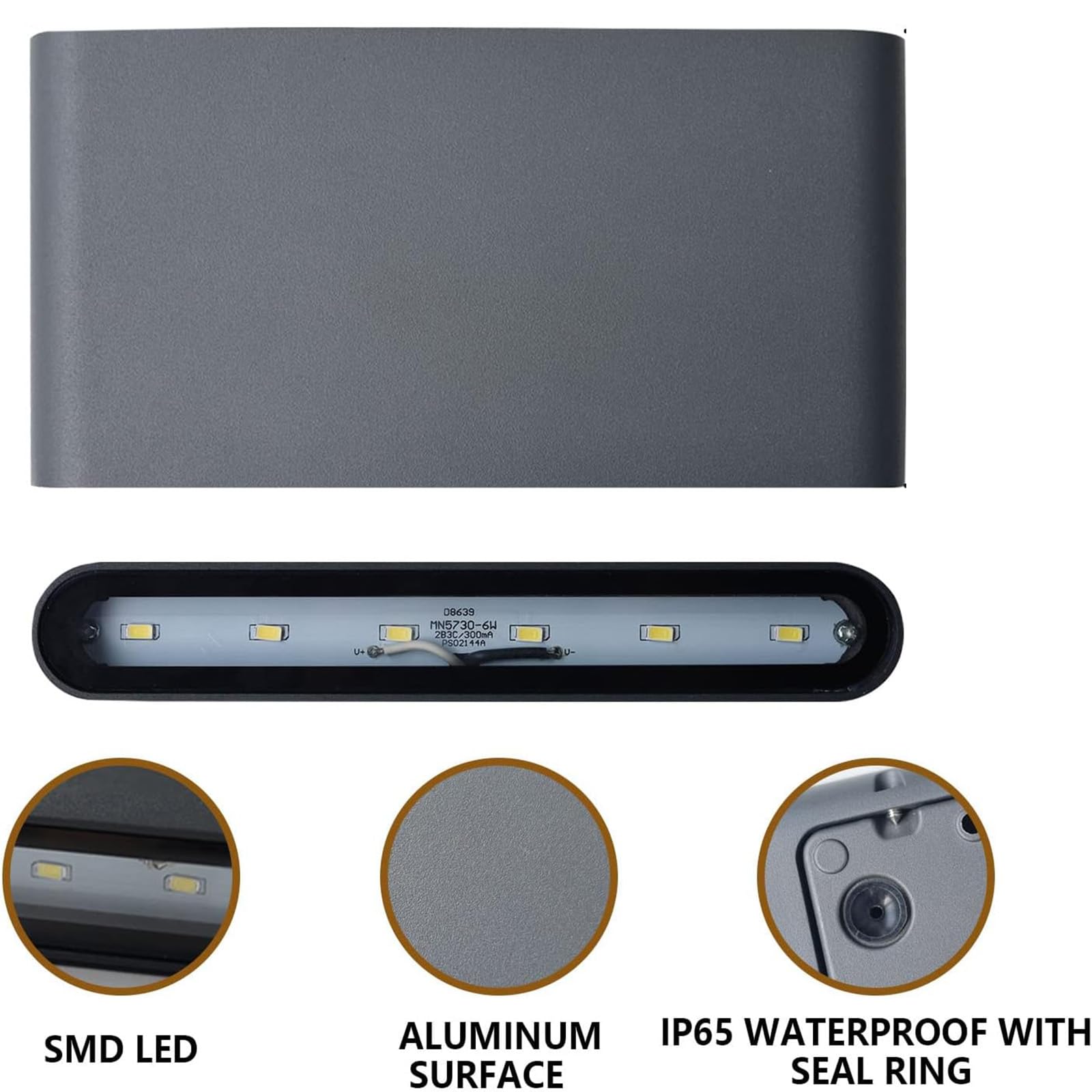 Außen IP65 Wandleuchte Radar Bewegungssensor Wandlicht Lampen Aluminium LED Wandlampe Schwarze Wandbeleuchtung Up Down 3000K/4000K/6000K für Gärten Terrassen Schlafzimmer (Weißes Licht,60W)
