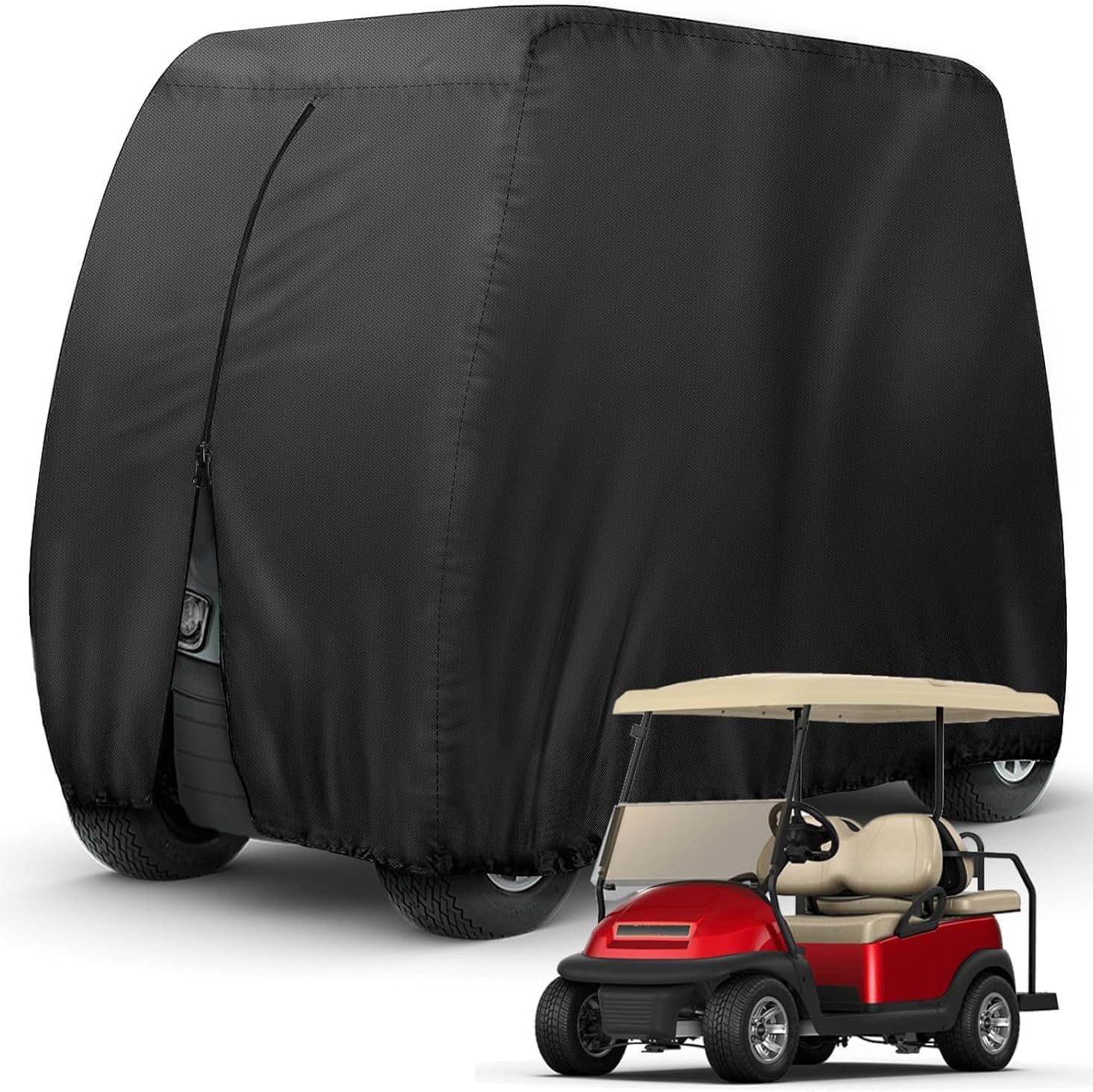 Golf Cart Cover for Garia Via 2-Seater 2018 2019 2020 2021 2022 2023 2024 2025 2026, 420D Waterproof Rainproof Dustproof Outdoor All Weather Golf Cart Storage Cover, for 2/4 Passenger