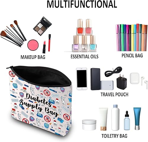 Miniatura 4 de G2TUP Kit de supervivencia para diabetes, bolsa de suministros para diabetes, bolsa de maquillaje, bolsa de cosméticos para guerreros para diabetes,