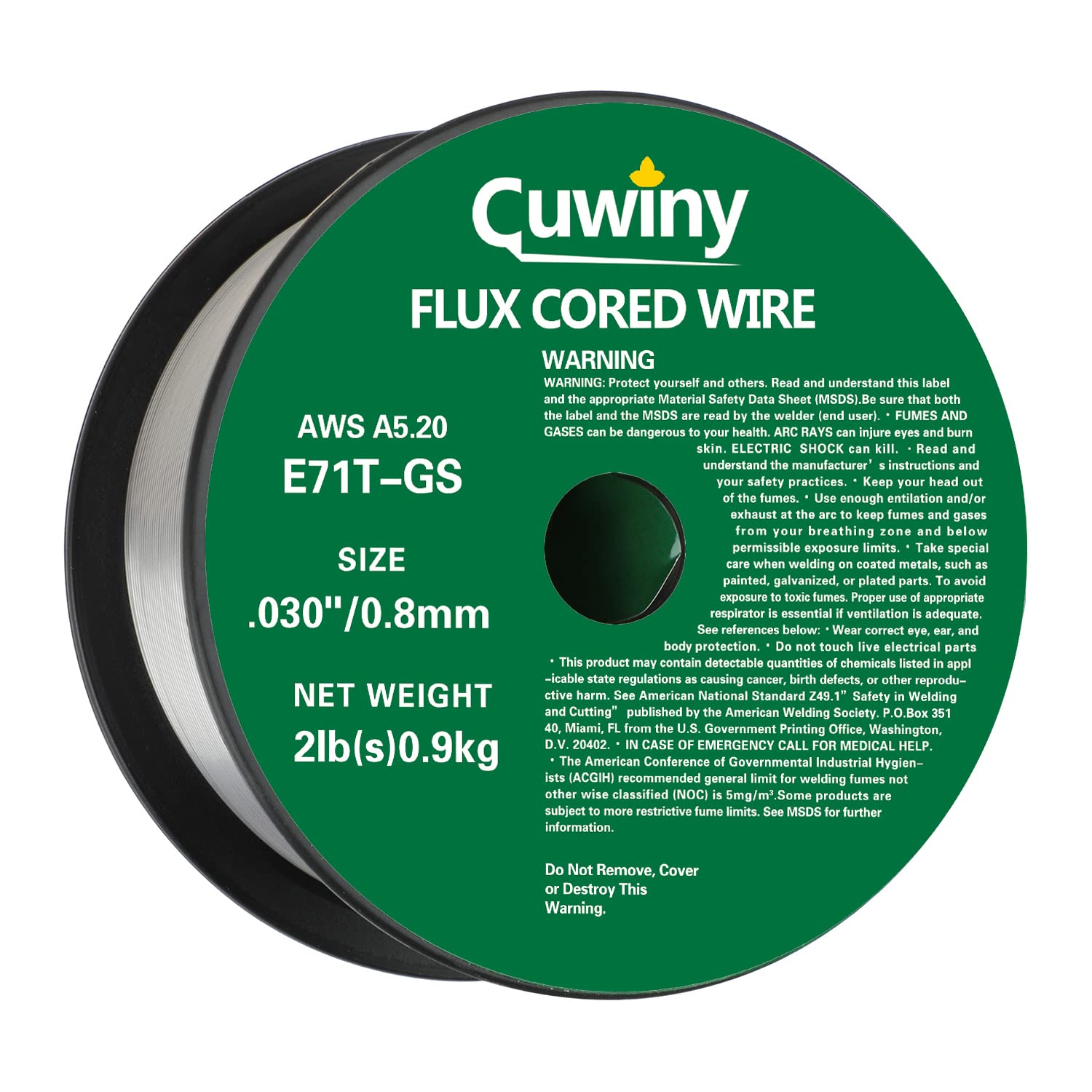 Cuwiny Flux Core Gasless Mig Wire, Mild Steel E71TGS.030-Diameter, 2-Pound Spool (0.030-Inch 2LB)