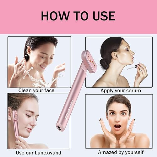 Miniatura 5 de Lunexwand - Varita de terapia de luz roja para ojos, cara y cuello, masajeador de belleza 4 en 1, dispositivo facial de microcorriente dispositivos