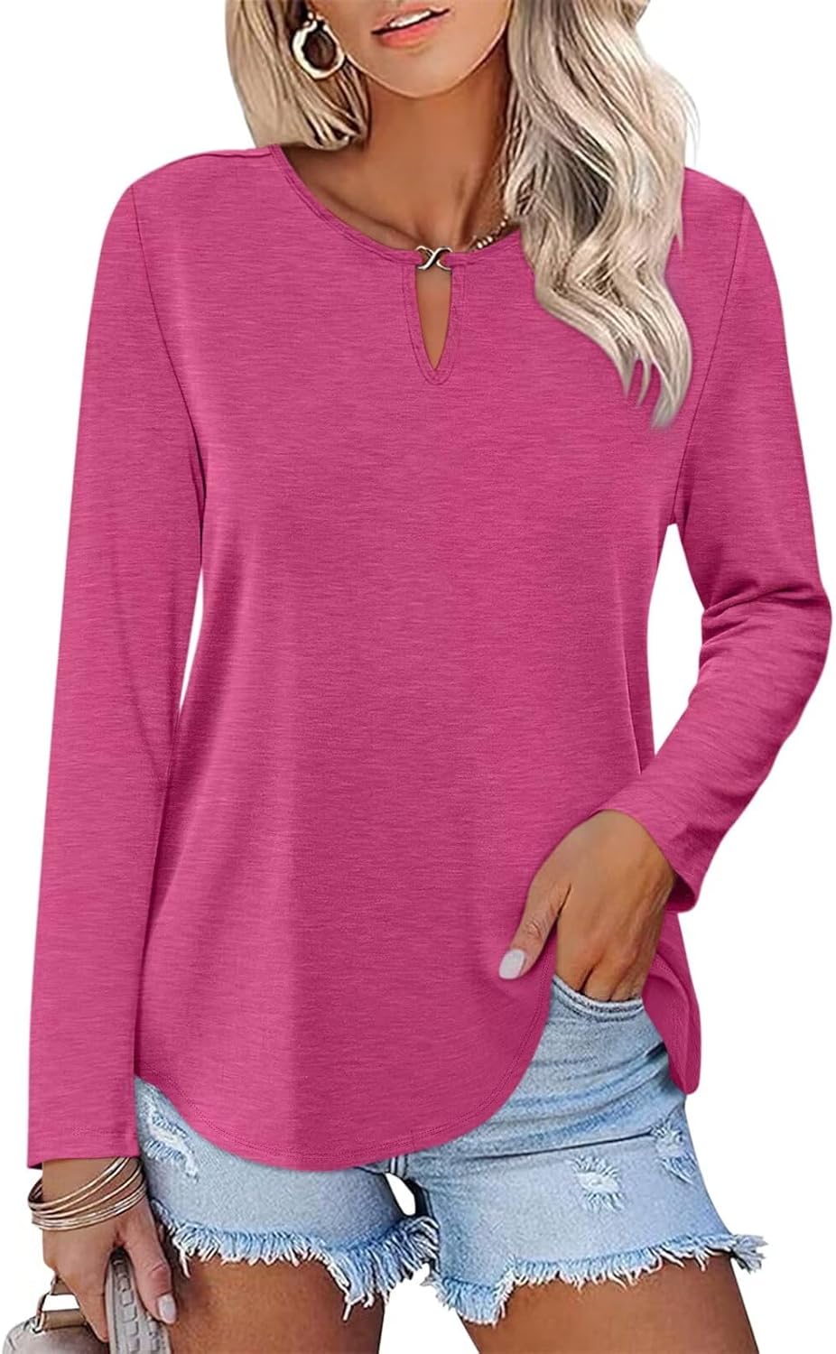 ORANDESIGNE Women's Long Sleeve Shirts Casual Fall Ladies Tunics Tops