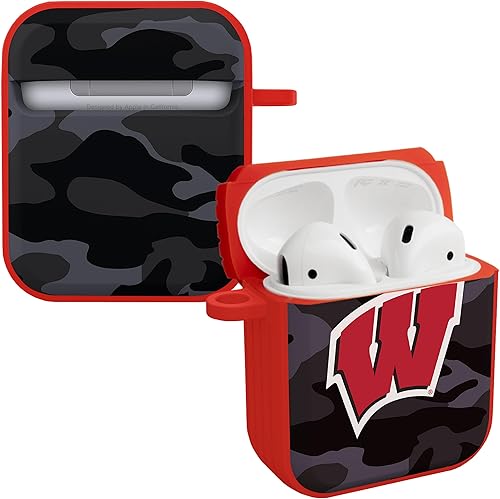 AFFINITY BANDS Wisconsin Badgers Camo HDX - Funda compatible con Apple AirPods Generaciones 1 y 2