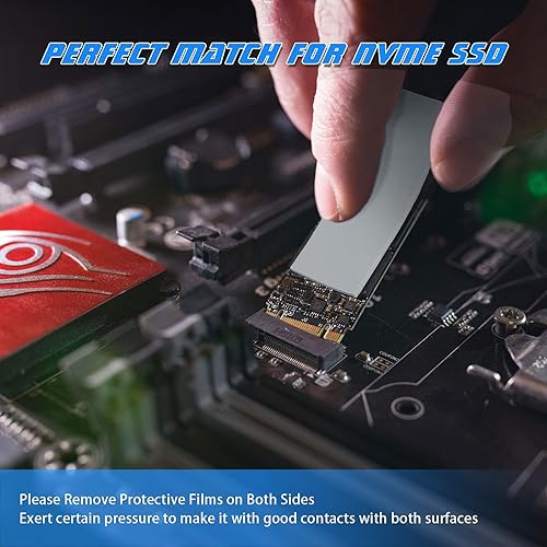 Vista 16 de Outus 30 unidades de almohadilla térmica de silicona de 2.6 x 0.8 x 0.1 pulgadas, almohadilla térmica reutilizable para CPU SSD, almohadilla de Azul