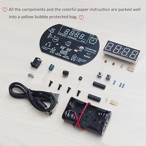 Miniatura 2 de Kit de proyecto de soldadura de reloj digital de 4 dígitos para aprender, practicar enseñanza electrónica, gran proyecto STEM y regalo