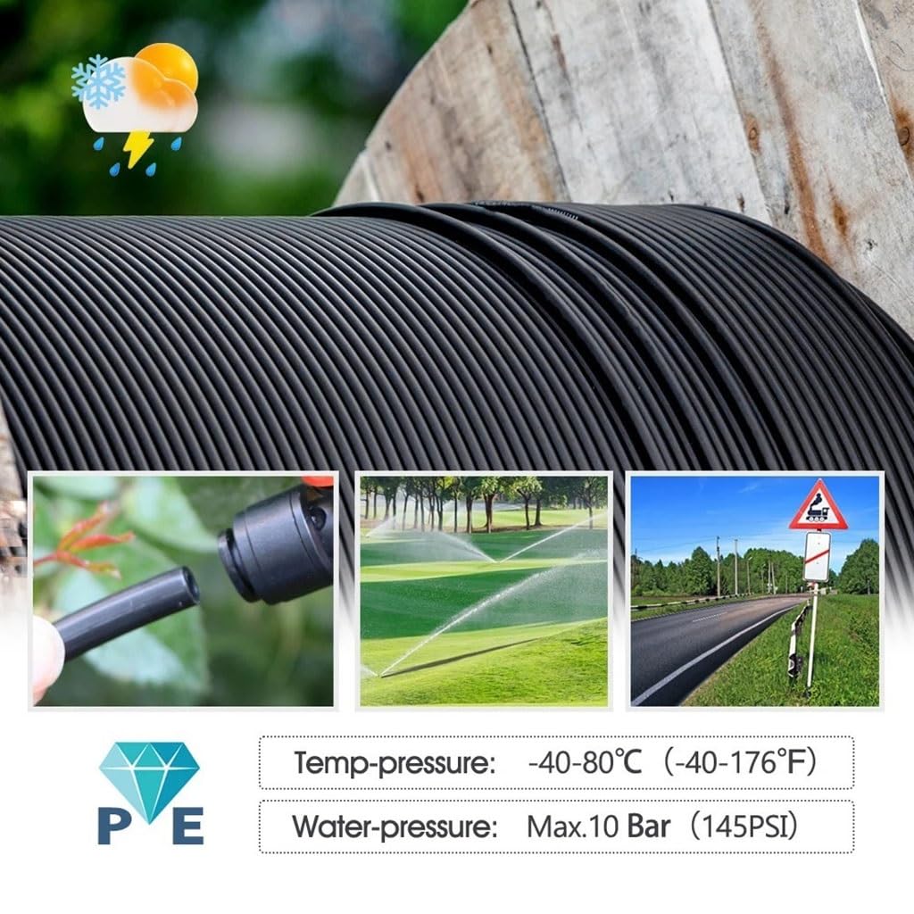 Manguera De PE For Riego por Goteo, Bricolaje, 1/4 "-1/2", 5-50m, Riego De Jardín | Tubo flexible, resistente a los rayos UV y a los ácidos, de -40 °C a 80 °C.(1/2,50m)