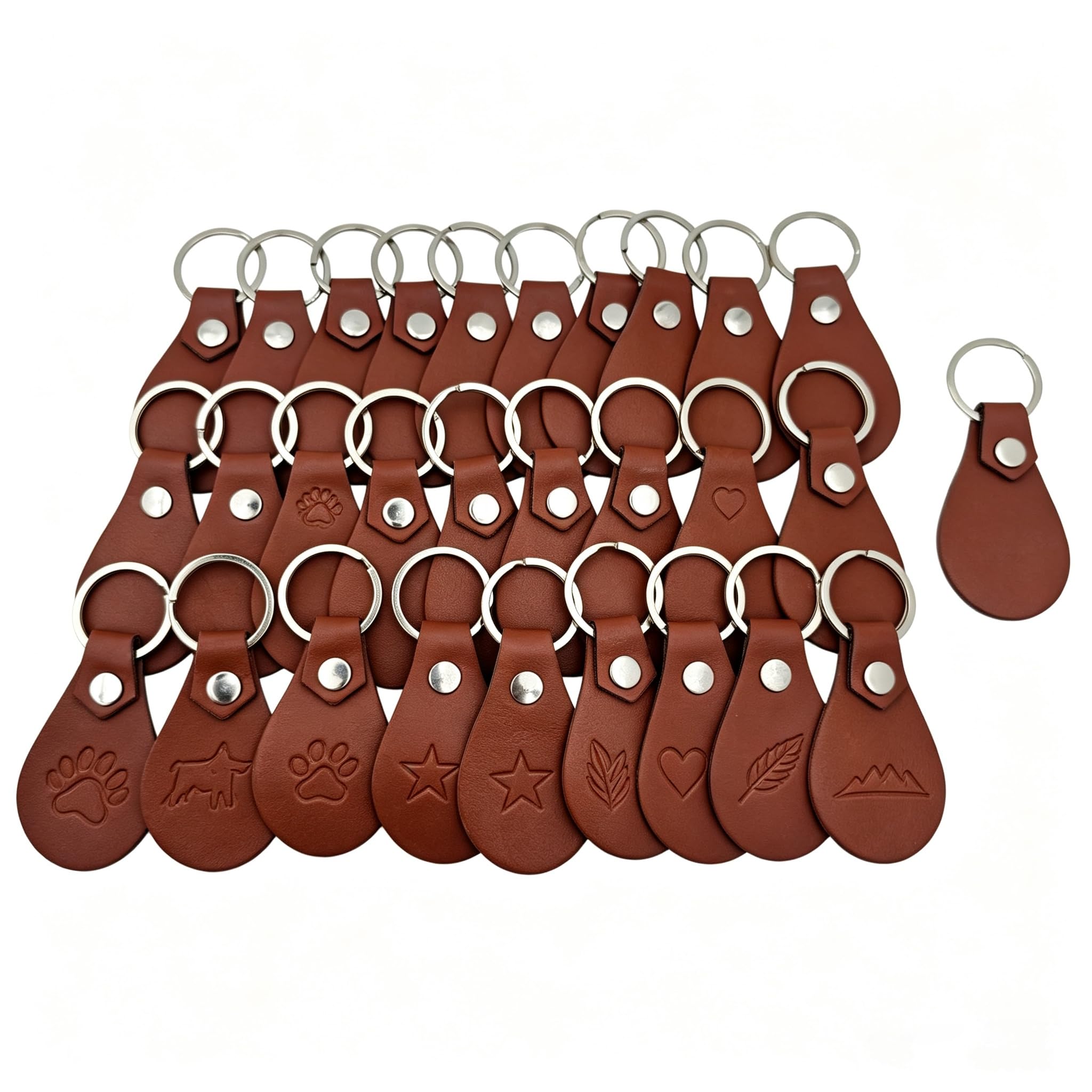 BTMIEY 30PCS Leather Keychain Blanks,PU Leather Keychains with Key Rings for DIY Key Chains Craft and Laser Engraving