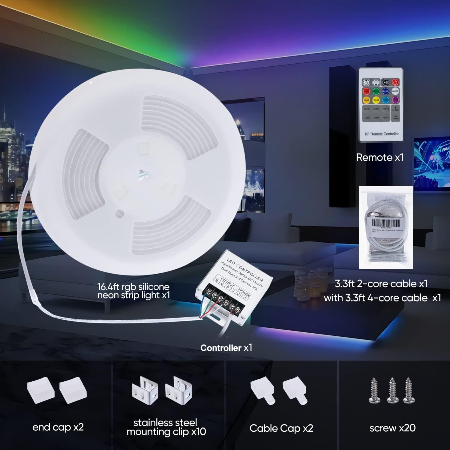 Frее Shірріng 🛒 Shine Decor 12V LED RGB Neon Rope Lights Dimmable, 16.4FT/5M Silicone Neon LED Strip Light with Remote, Cuttable Flexible Outdoor LED Neon Lights Color Changing for Signage, Bedroom, Gaming Room Party Crаzу Dеаlѕ Shine Decor 12V LED RGB Neon Rope Lights Dimmable, 16.4FT/5M Silicone Neon LED Strip Light with Remote, Cuttable Flexible Outdoor LED Neon Lights Color Changing for Signage, Bedroom, Gaming Room Party