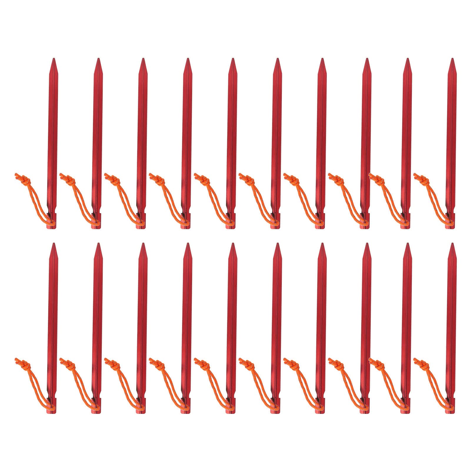 20 piquets de Tente résistants en Forme de V, piquets de Tente en Alliage d’Aluminium avec Cordes pour auvent de Camping en Plein air, piquets de Jardin étanches de 9 Pouces pour l (Rouge)