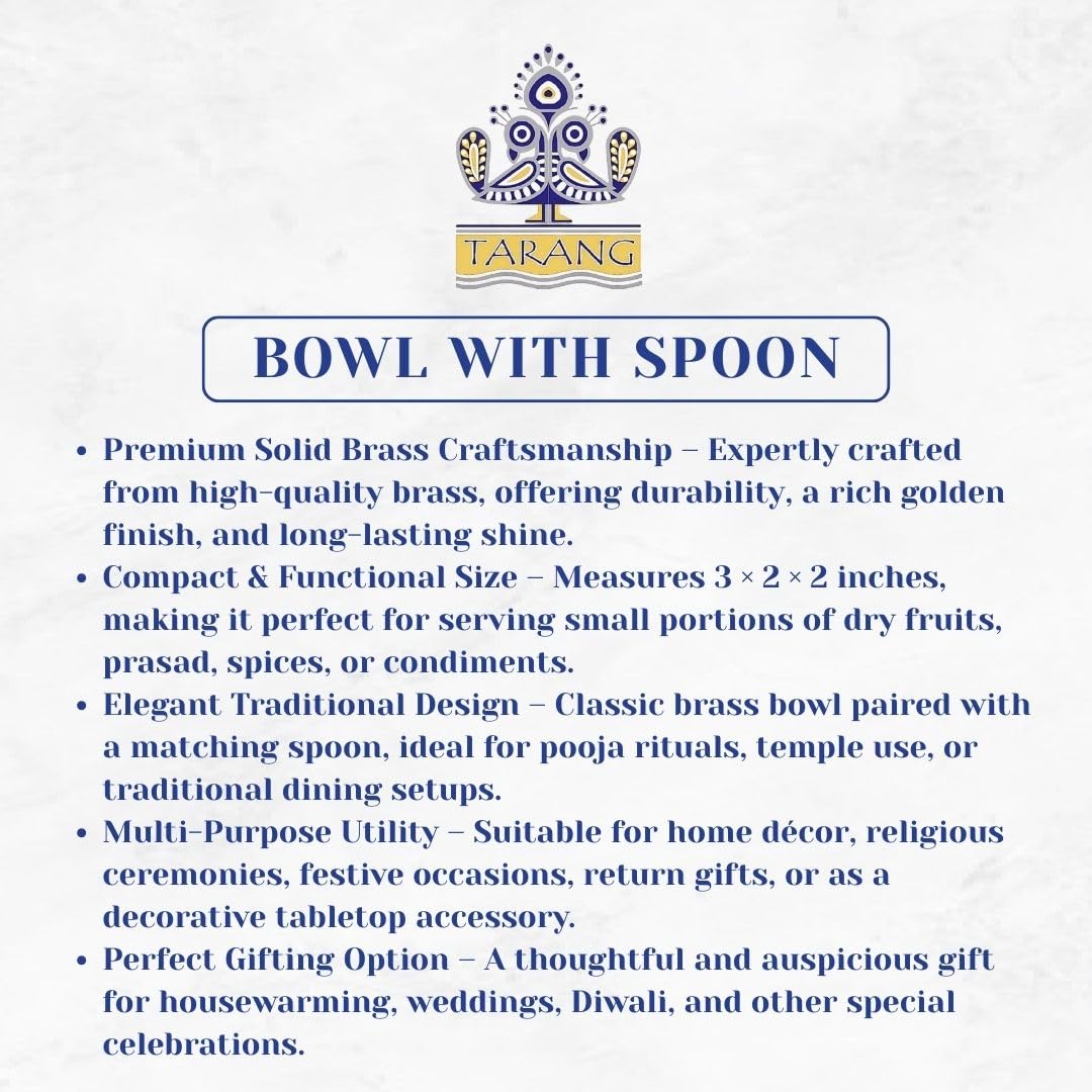 Tarang Arts Luxury Gold Plated Dry Fruit Bowl with Spoon & Velvet Gift Box | Premium Decorative Serving Bowl for Pooja, Wedding, Diwali, Housewarming & Return Gifts | Festive Home Decor Gift Item 3