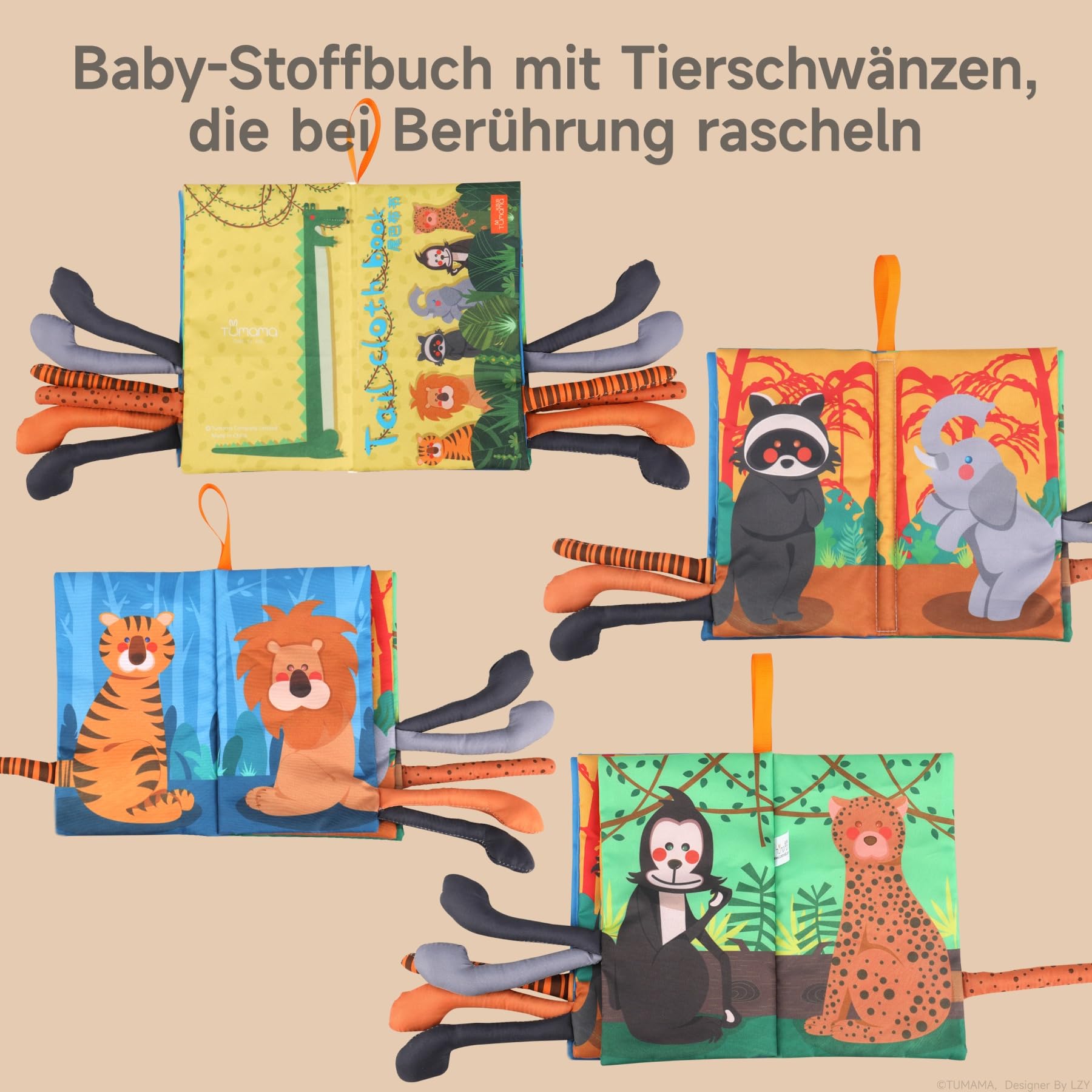Tumama Baby Stoffbuch Schwarz-weiß 0-12 Monate – Mit Knisterpapier & Aufhängeband
