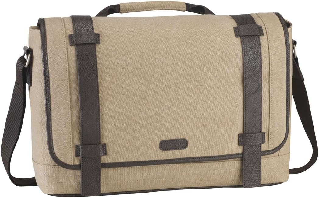Targus City Fusion Canvas Laptop Messenger Bag with Shoulder Strap for up to 15.6-Inch Laptop, Beige (TBM06401EU)