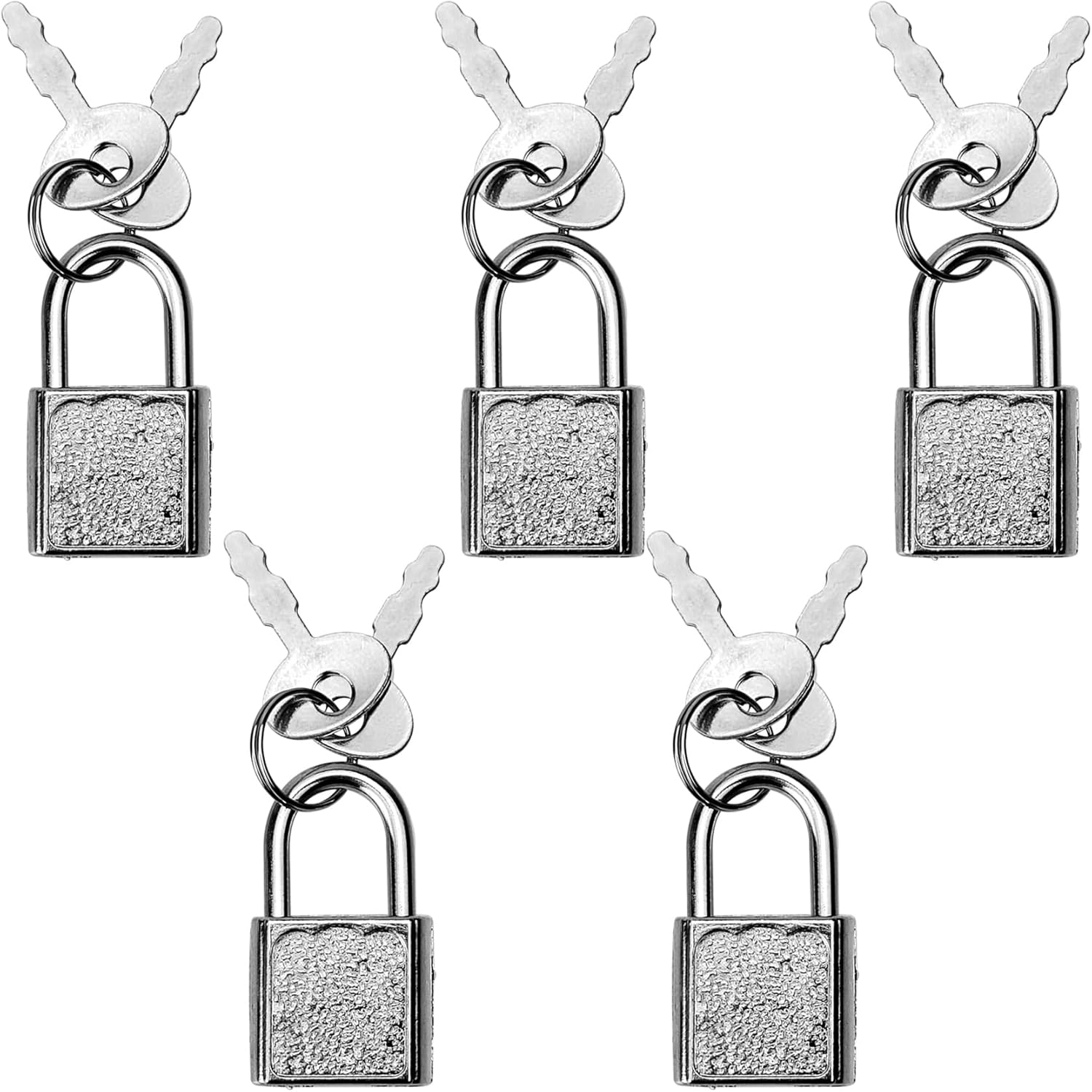 5 Pack Diary Padlock, Mini Locks with Keys, Tiny Luggage Locks for Travel, Jewelry, Boxes, Backpack (Square, 5)