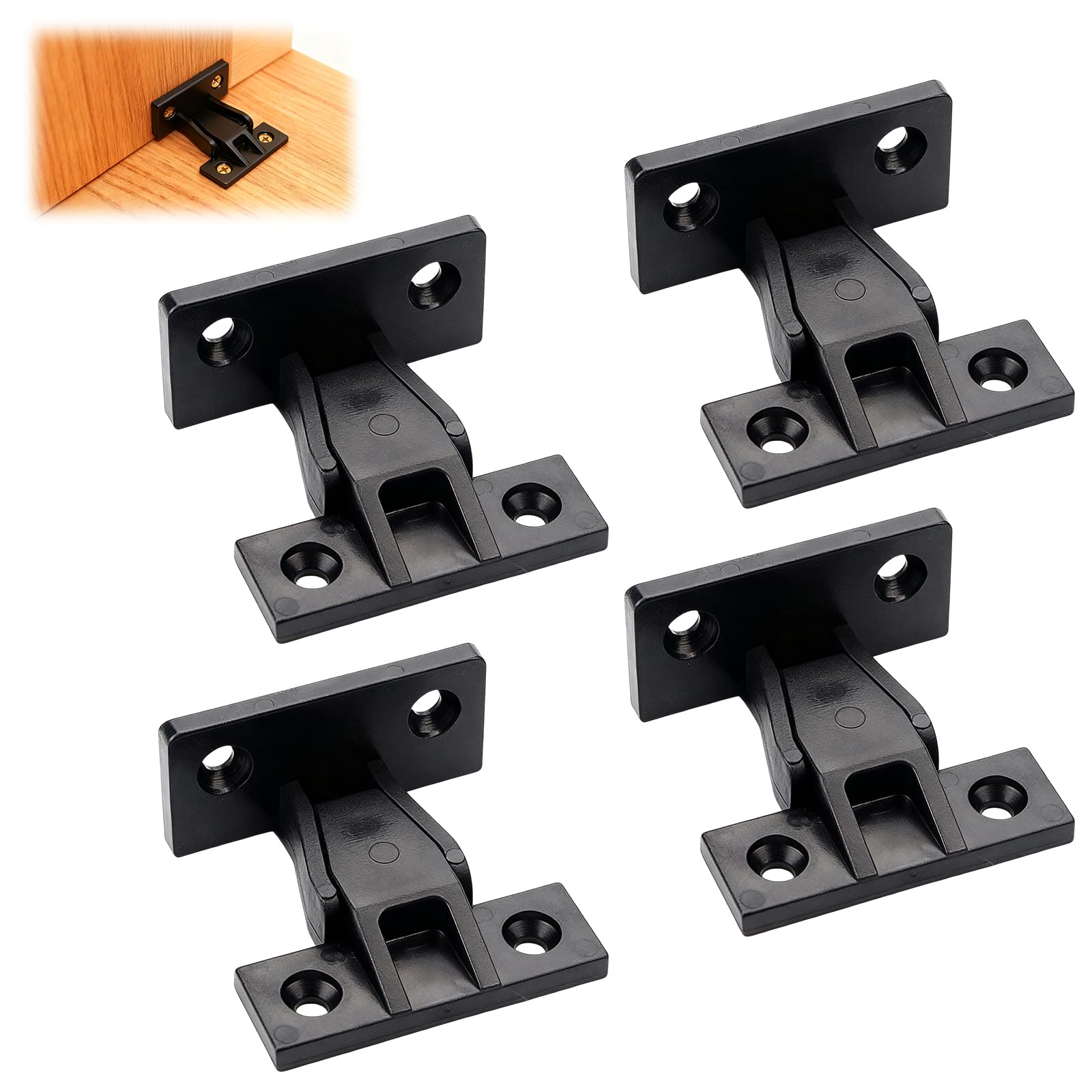 Cymygs Black 4 Pairs Keku As Push Fittings, Push In Panel Clips, Abs Quick Fit Bath Panel Clips Fasteners, Kitchen Cabinet Plinth Clips Press Quick Hidden Furniture Bath Panel Fixings Clips