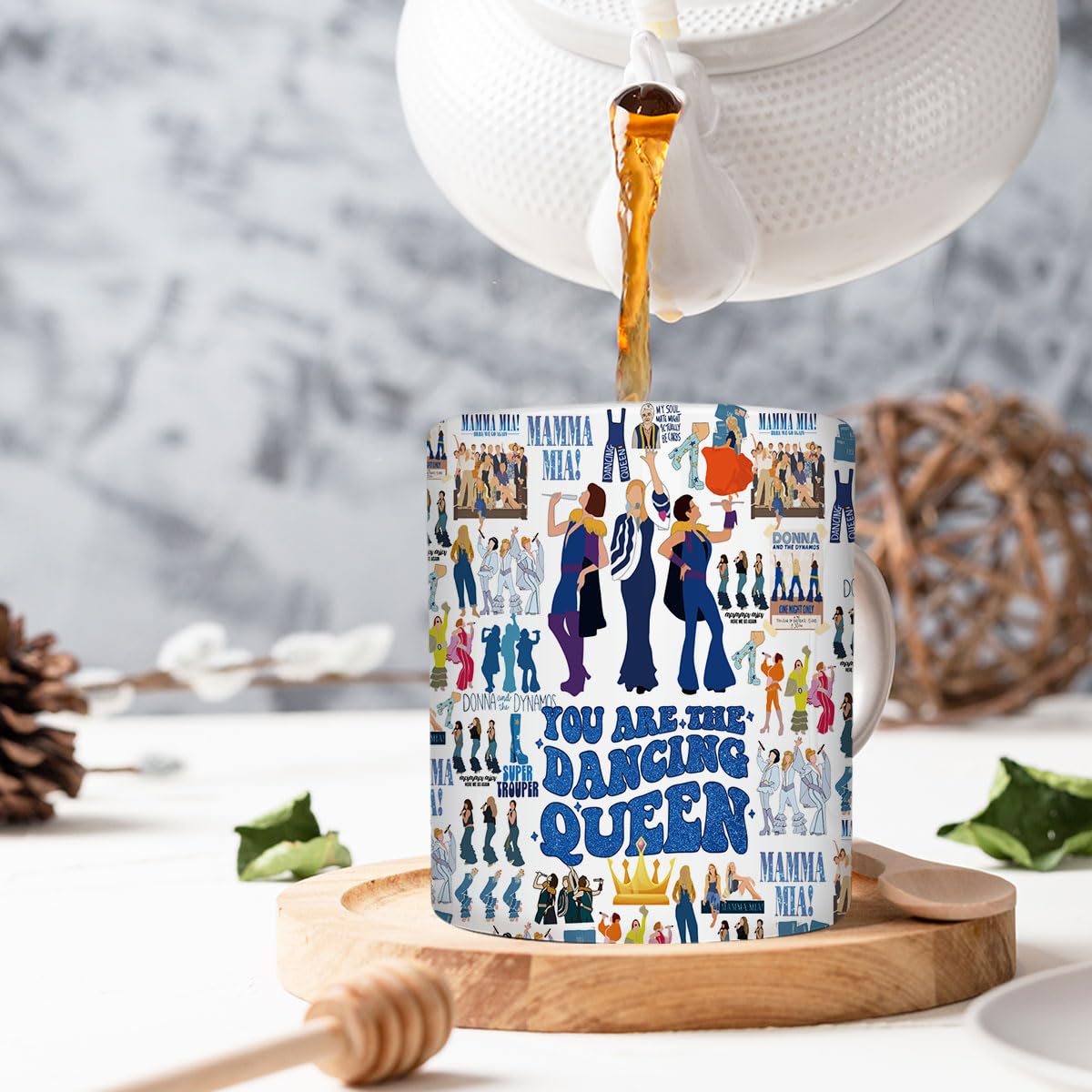 LONGXIN Mamma Mia Musik-Tasse, 11 oz, Zylinder, Porzellan, Geschenk fr Mamma Fans, Dancing Queen, Geschenk fr Familie, Freunde, Frauen, Musikliebhaber, Tanzfans, Teenager, Musikliebhaber
