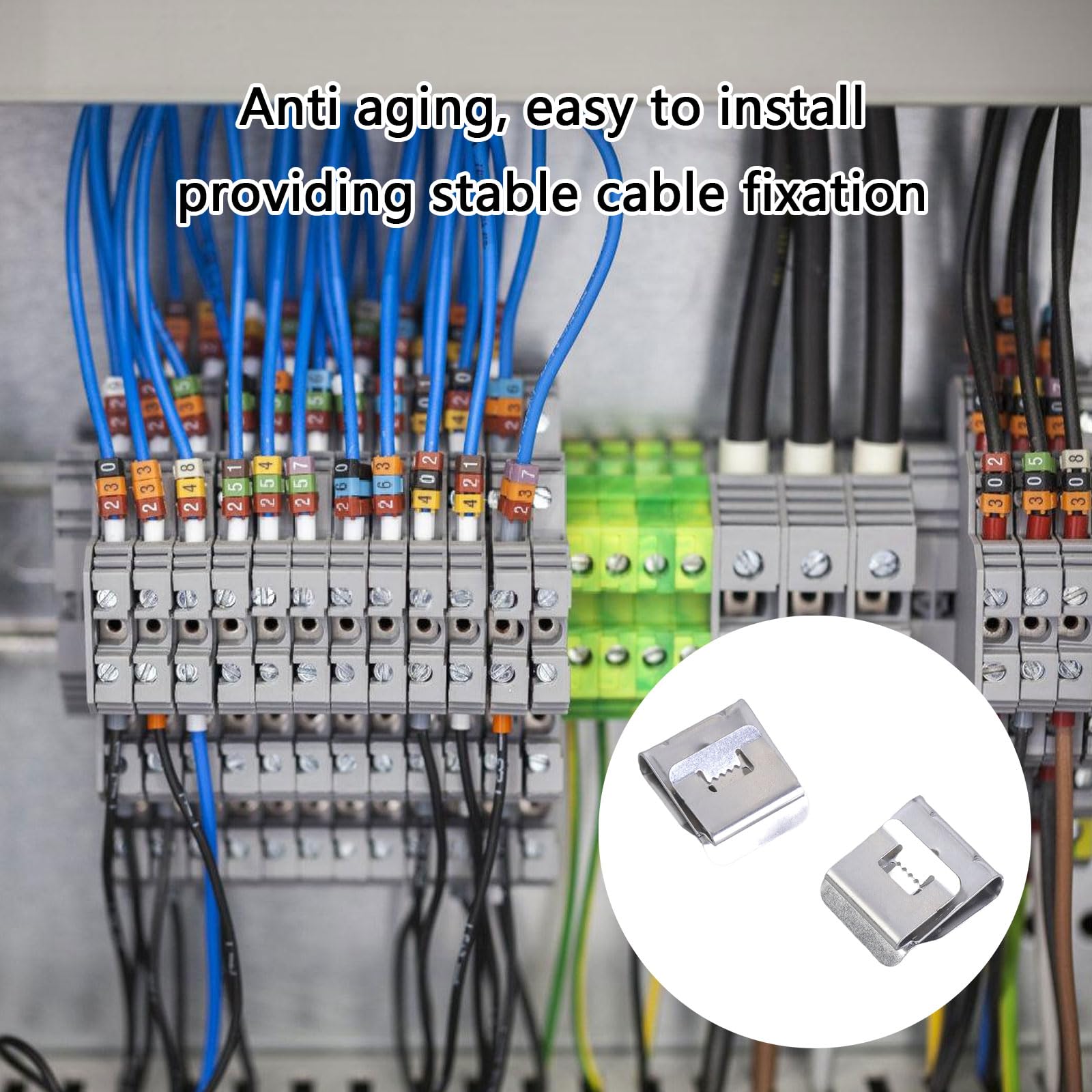Paquete de 200 clips de cable de acero inoxidable para gestión de cables de paneles solares y organización eléctrica