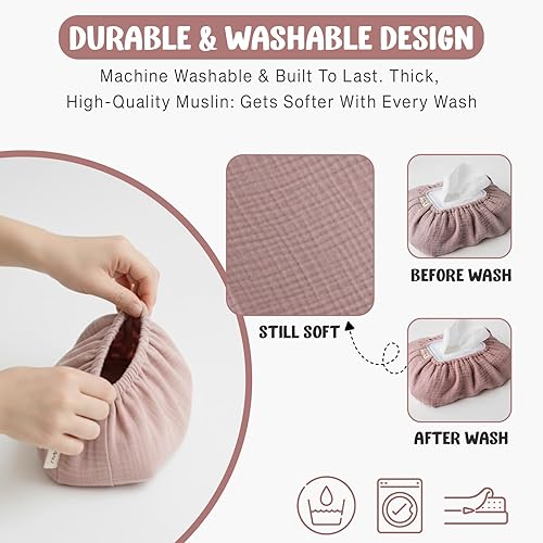 Miniatura 5 de Funda para toallitas para bebé - Tamaño universal, talla única, se adapta a todos los paquetes de toallitas | Funda de tejido de algodón de muselina