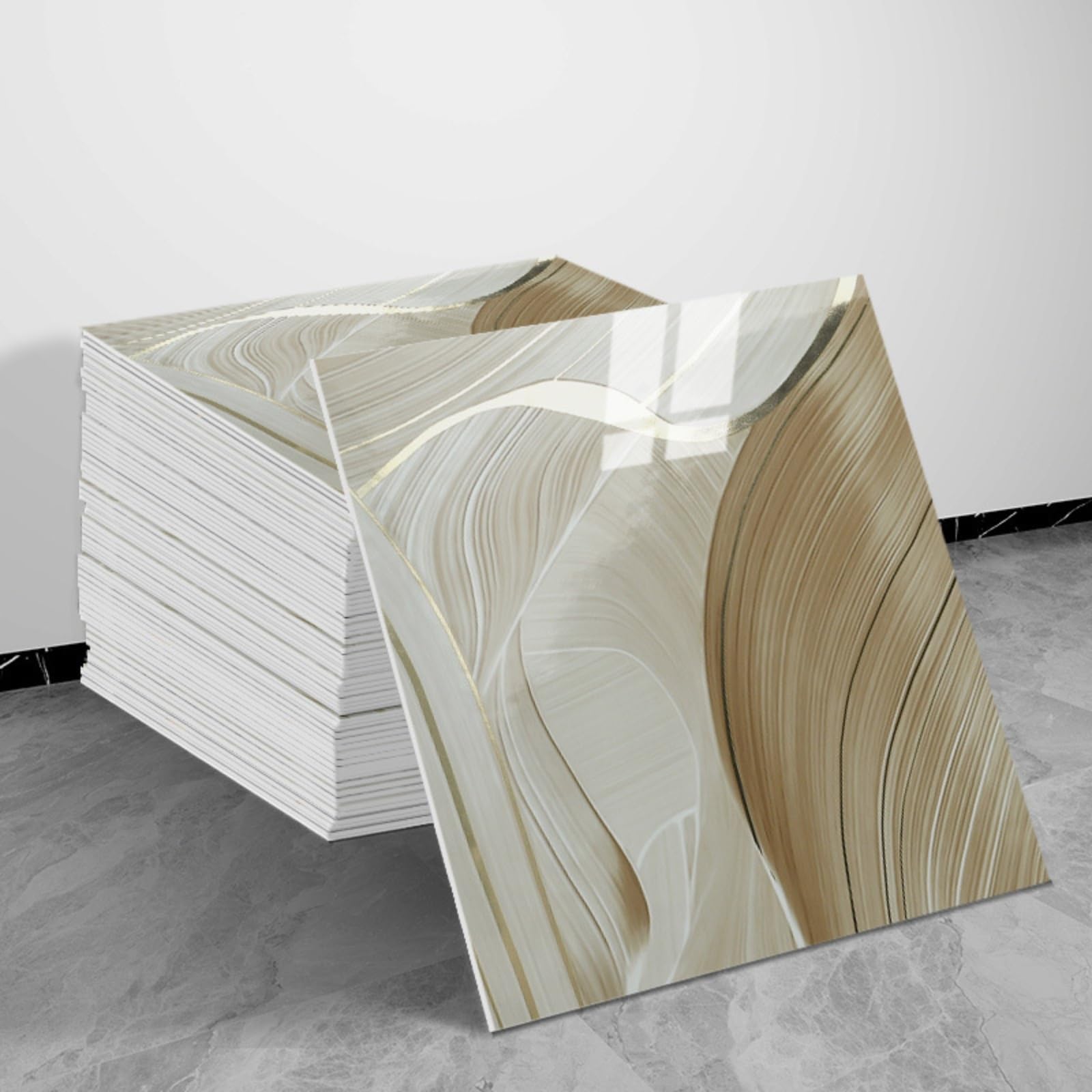 Marble Effect Vinyl Floor Tiles, Wall Tile Stickers, 20pcs-30x30cm Self-Adhesive Peel & Stick Wall/Floor Stickers, Waterproof Removable Decor (20pcs-30x30cm,TJ281)