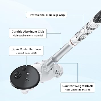 AMVR Golf Club Attachment Compatible with Meta Quest 3S/Quest 3, Non-Slip Golf Handle Grip (VR Golf Club)