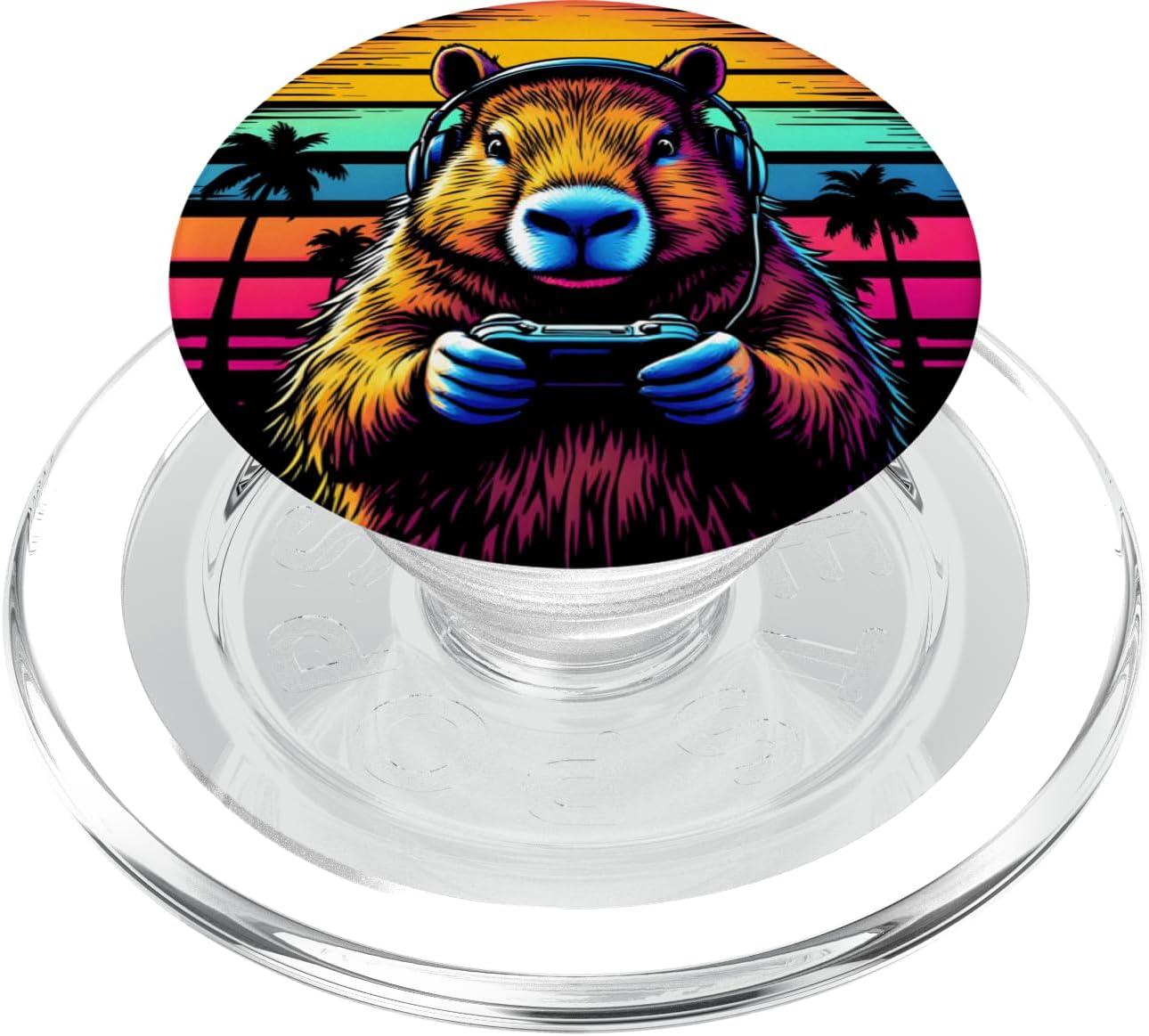 Funny Capybara Tee Gamepad Headphones Video Games Gamer PopSockets PopGrip for MagSafe