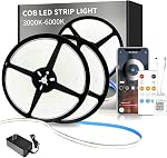 100FT COB LED Strip Lights,3000K DC 24V Dimmable Warm White Flexible LED Rope Lights for Bedroom,with Remote and App Control LED Lights Strip for Living Room, Shelf,Cabinet