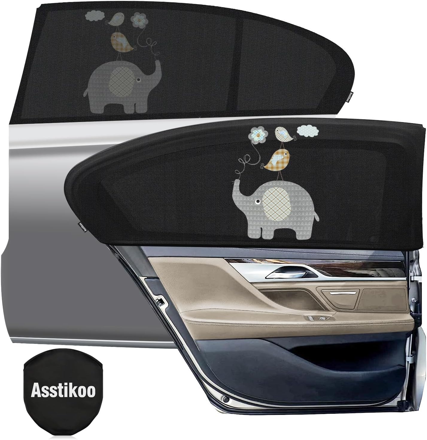 Asstikoo Car Window Shades for Baby, Breathable Car Sun Shades with UV