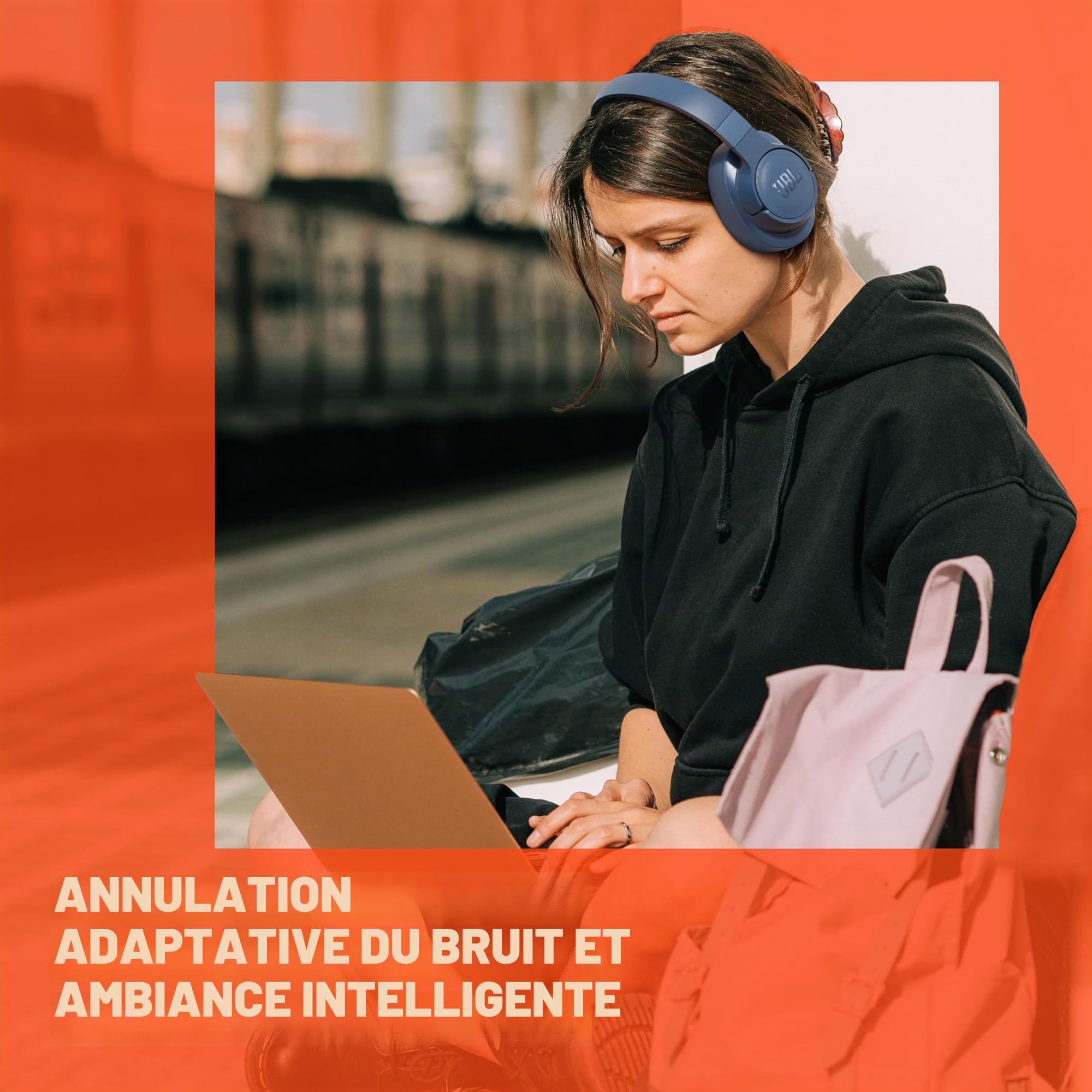 JBL Tune 770NC - Casque supra-auriculaire Bluetooth sans fil avec suppression intelligente du bruit adaptative, Bluetooth 5.3, autonomie jusqu'à 70H avec charge rapide, design léger, confortable et