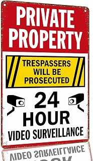 Private Property No Trespassing Aluminum Metal Sign 8 x 12 Inch | Rule Style Wall Decor for Garage, Private Property, Residential Driveway, Commercial, Easy Display for Homeowners