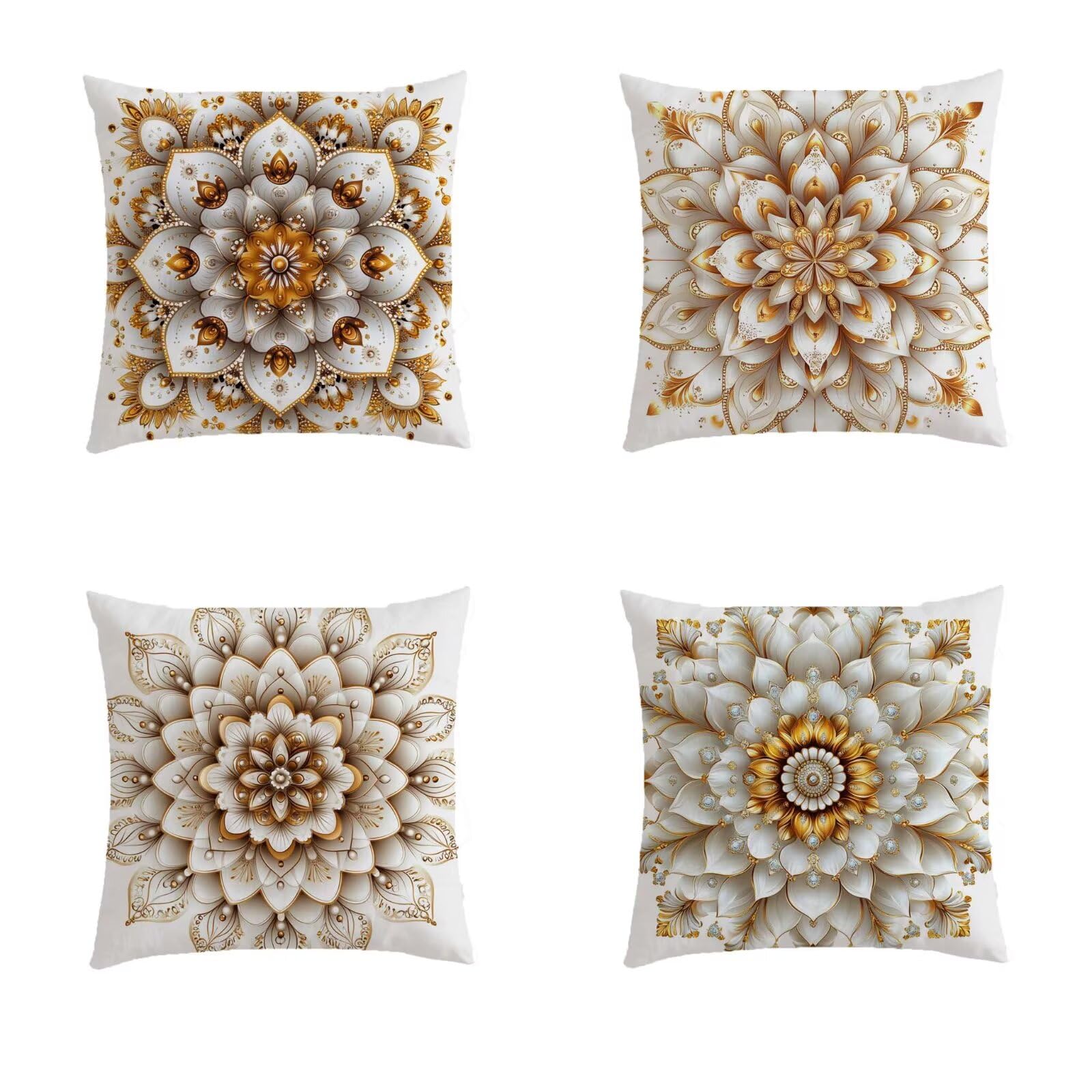 Housse coussin extérieur 60x60 carré imperméable rose Datura lot de 4 S748